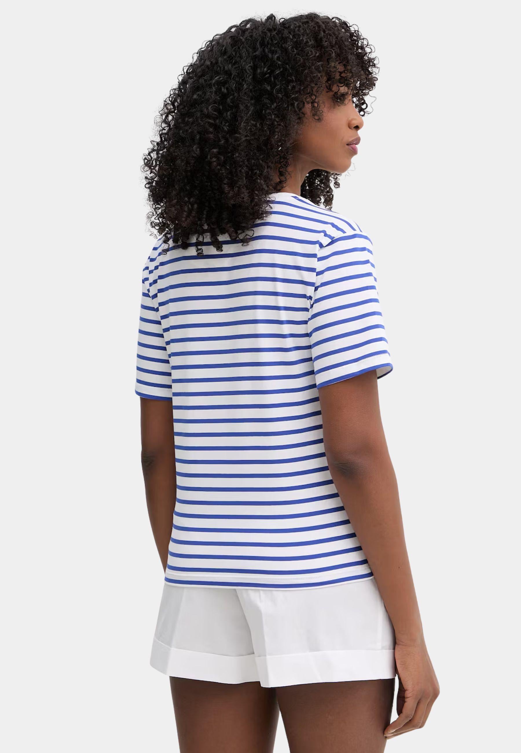 T-shirt Twinset a Righe Blu con Logo Ricamato