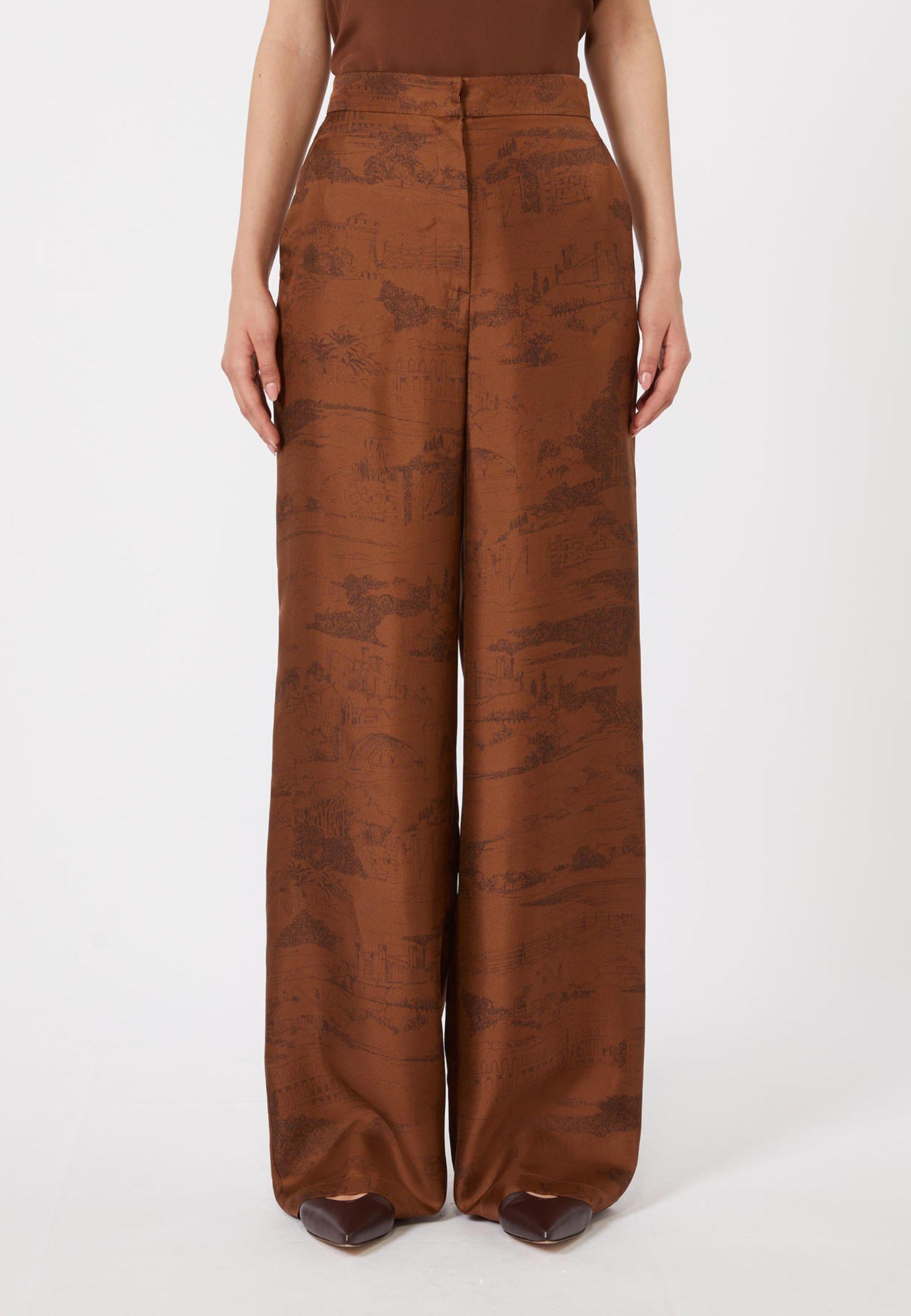 Max Mara Studio - Pantalone cropped in seta con stampa foulard