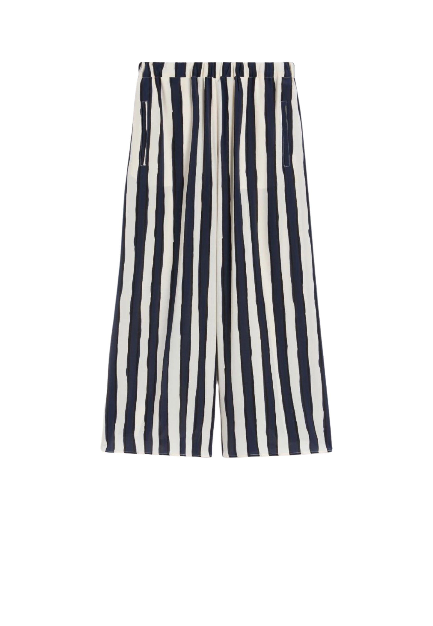 Pantalone in crêpe de Chine stampata - BLU