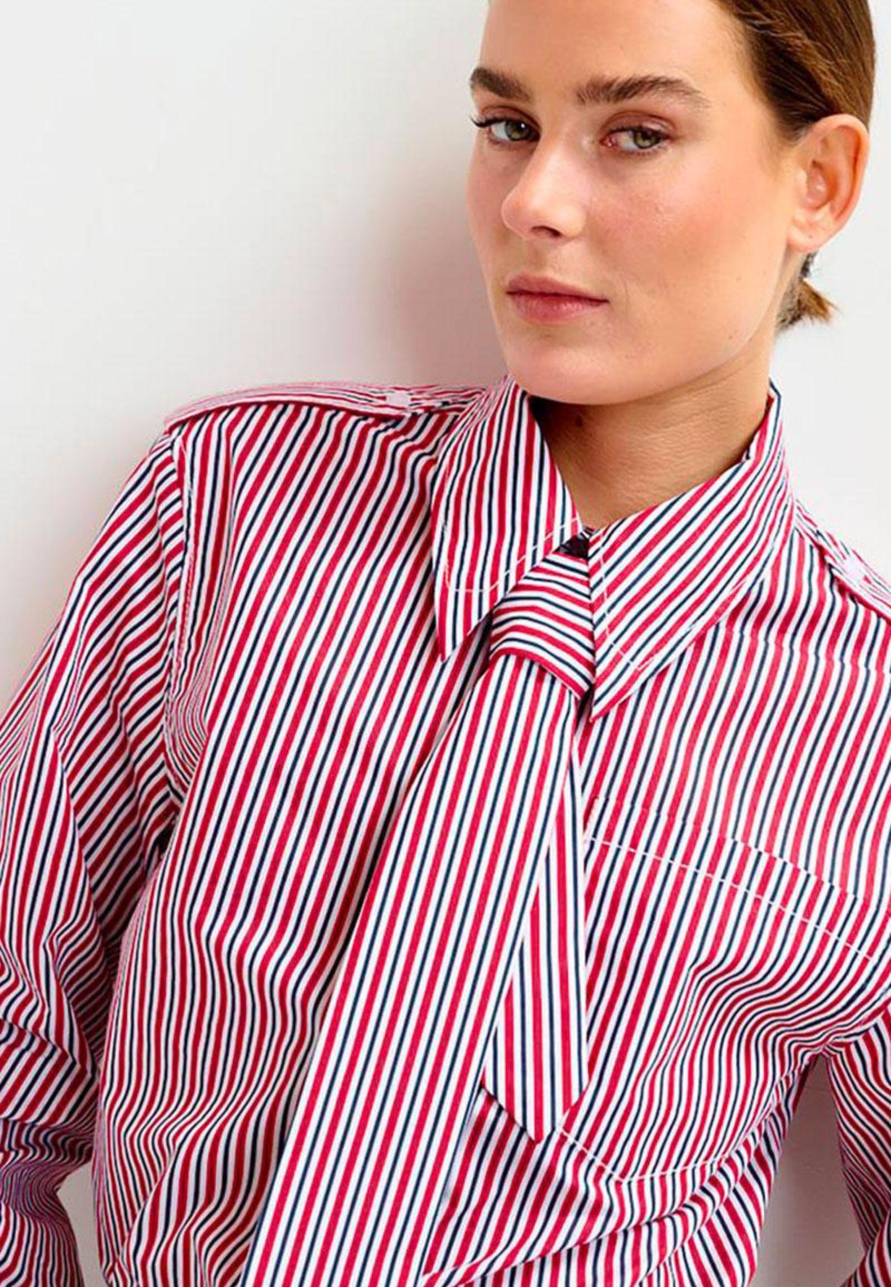 Camicia boxy a righe con fiocco removibile - Essentiel Antwerp
