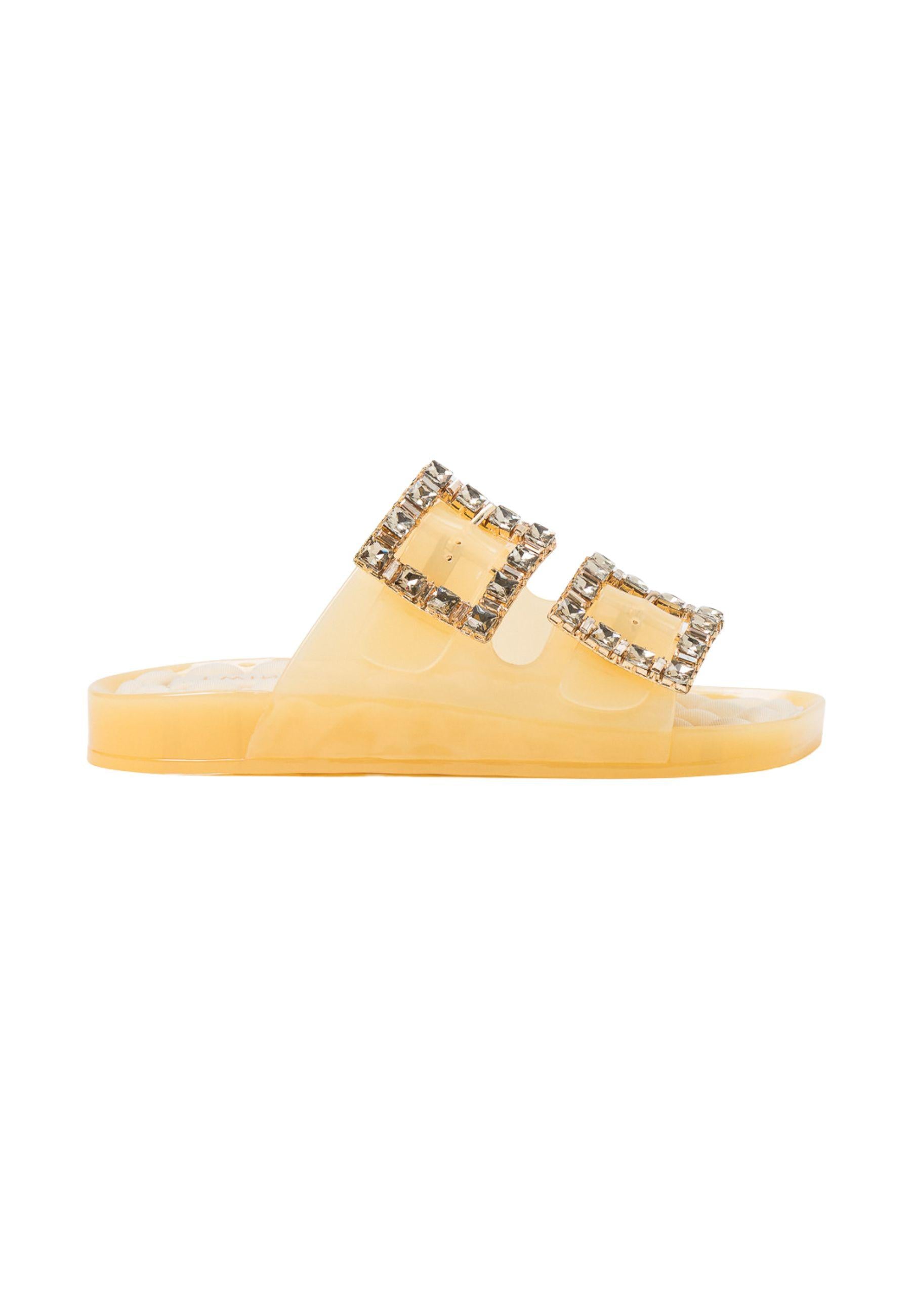 Sandali flat con maxi fibbie gioiello