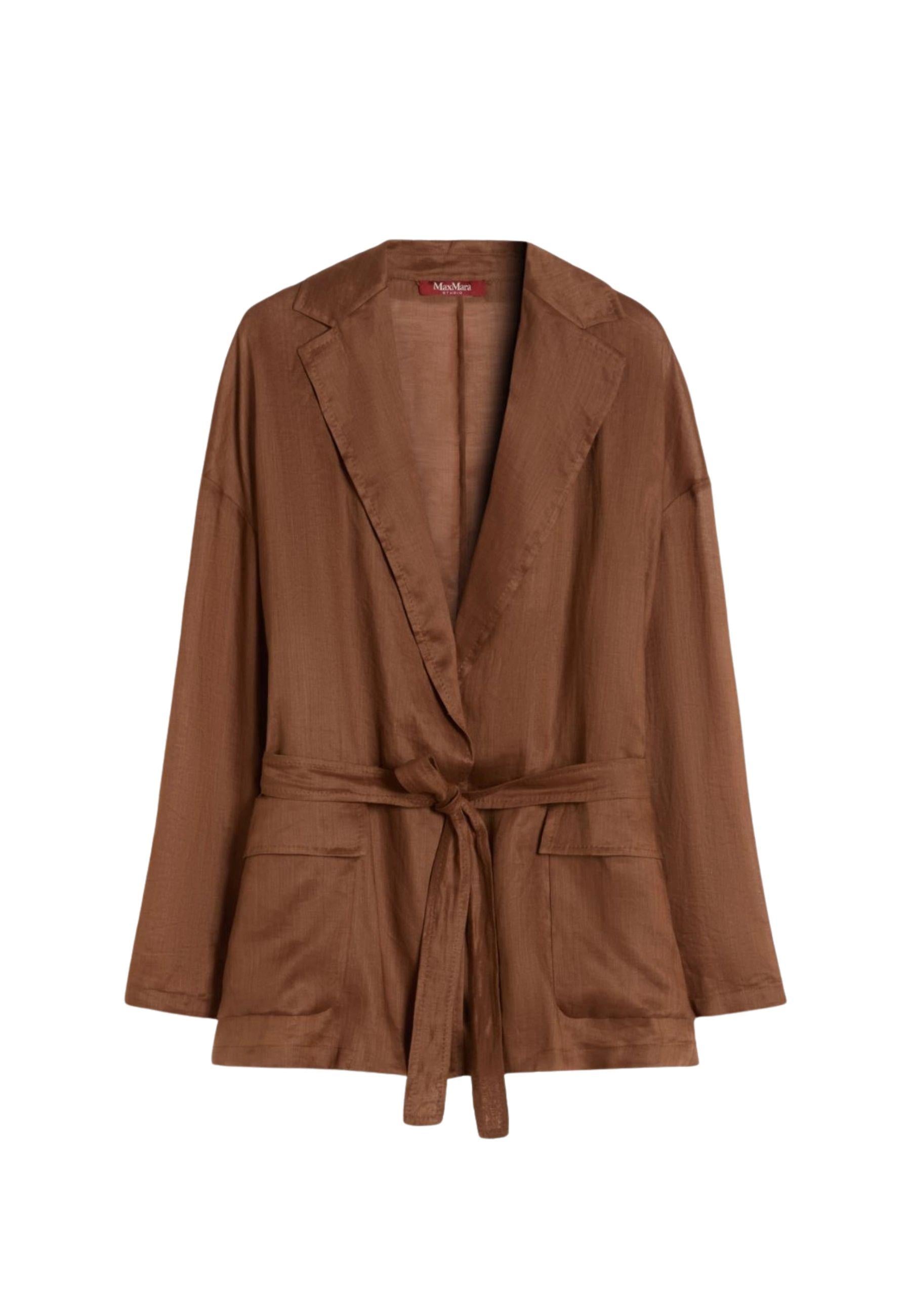 Max Mara - Giacca in tela ramié color argilla
