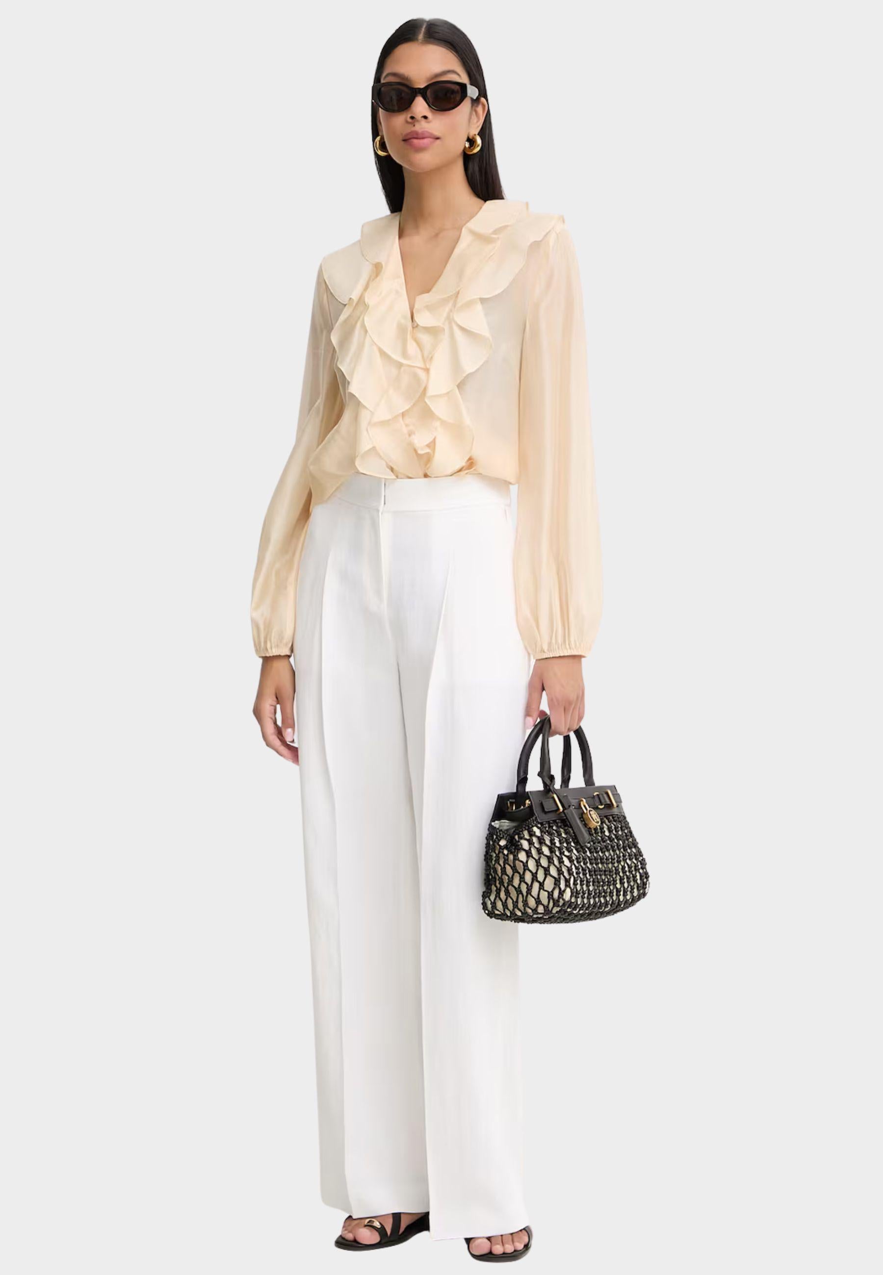 Twinset Blusa con Rouches in Lyocell Blend - Giallo Pastello