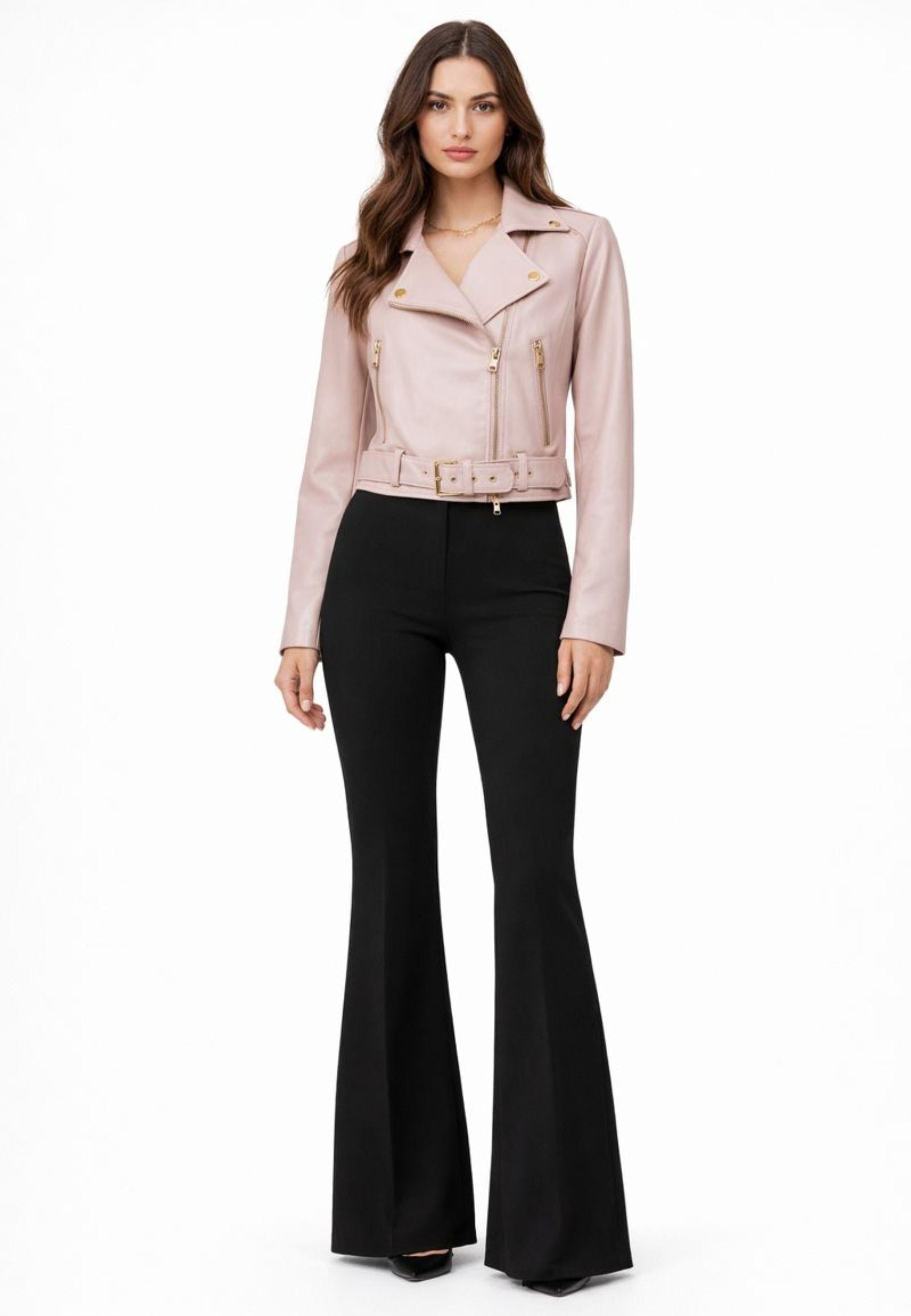 Victoria Riviera - Giacca biker corta in vera pelle