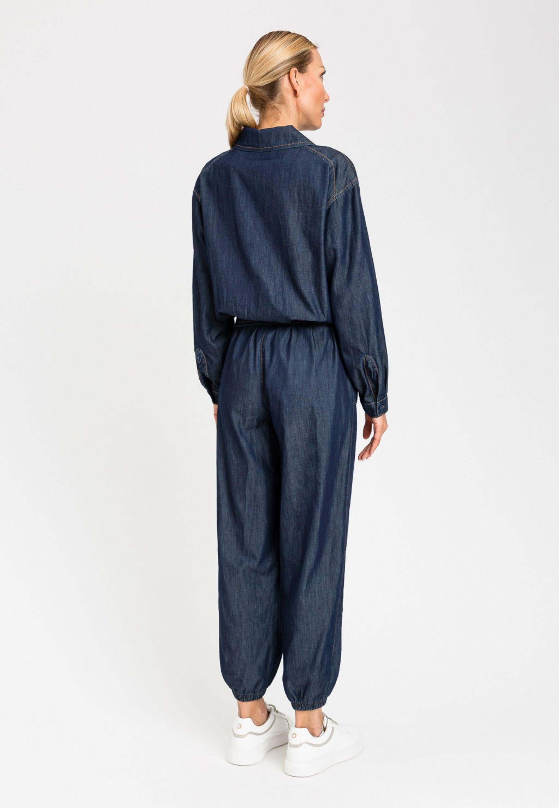 Giacca corta in chambray con zip