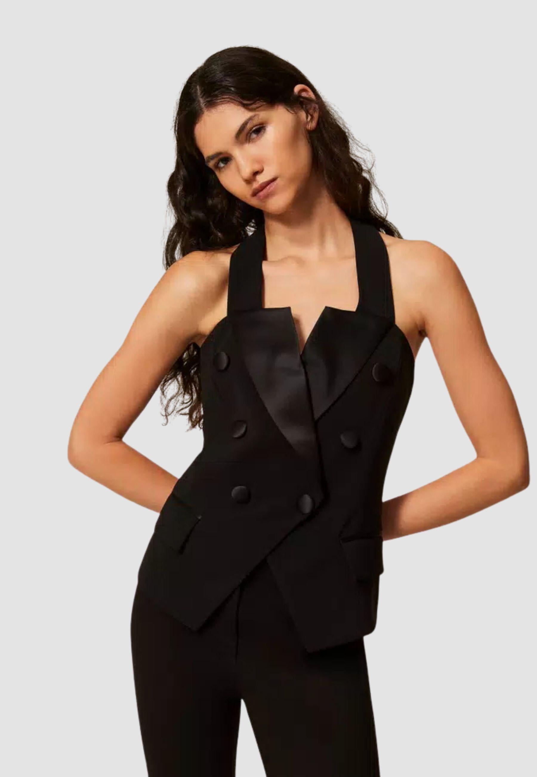 Gilet in cady con bottoni logati - Actitude