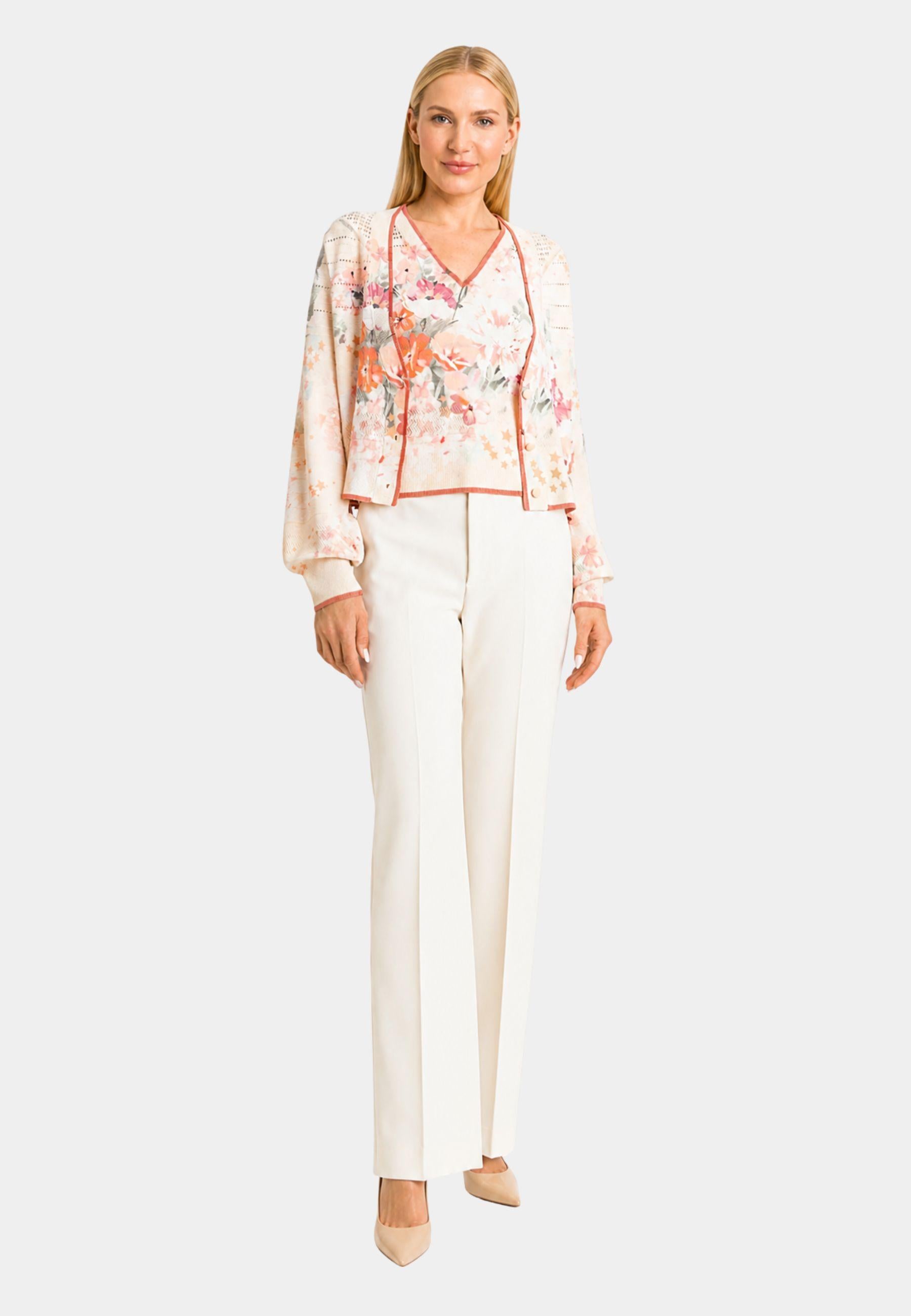 Completo cardigan e top a fantasia con scollo a V