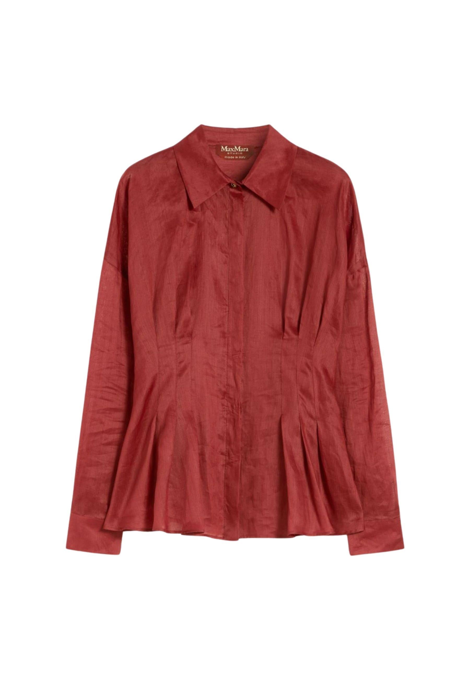Max Mara - Camicia in tela ramié mattone rosso