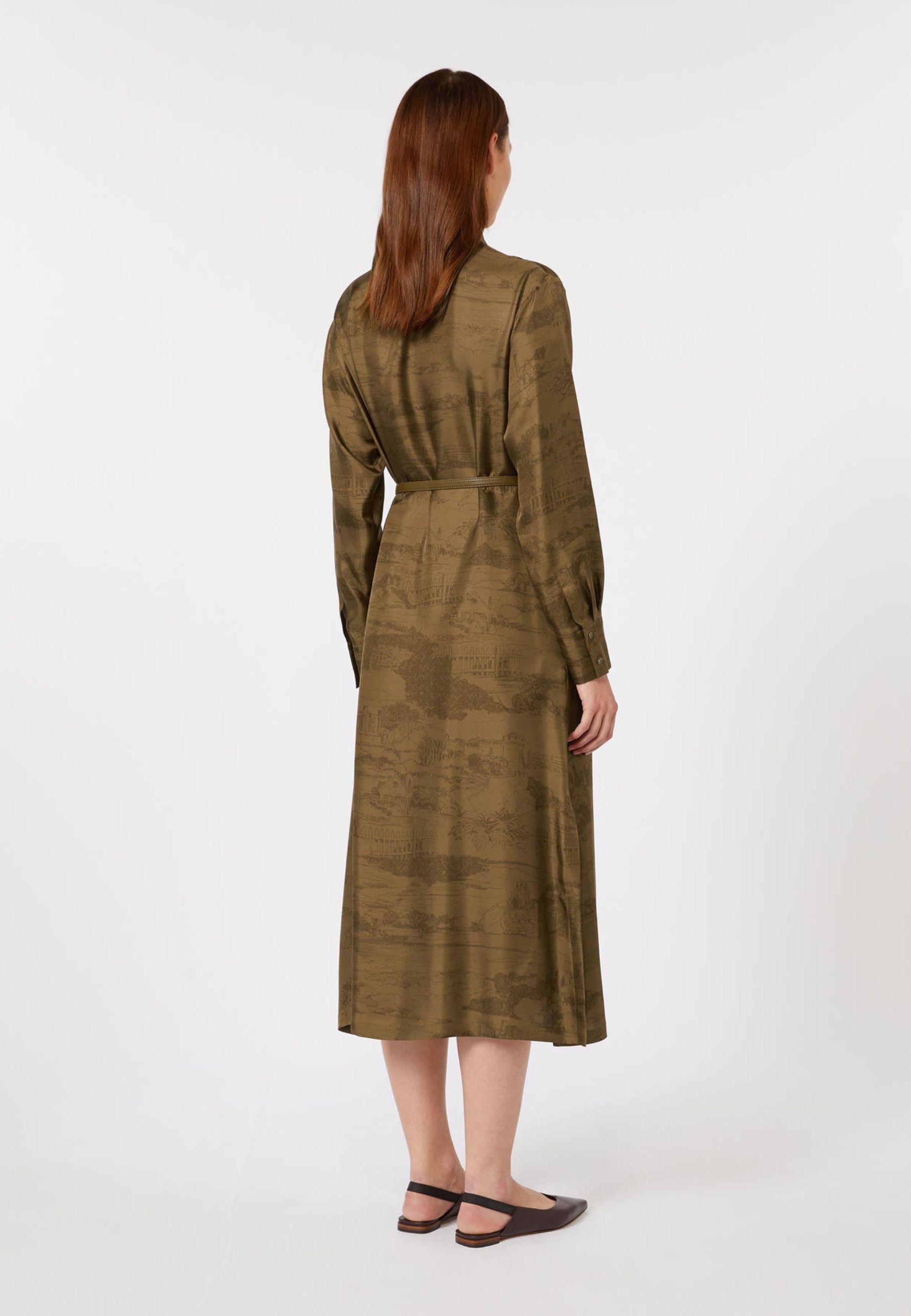 Max Mara Studio - Abito chemisier midi in seta con stampa all over