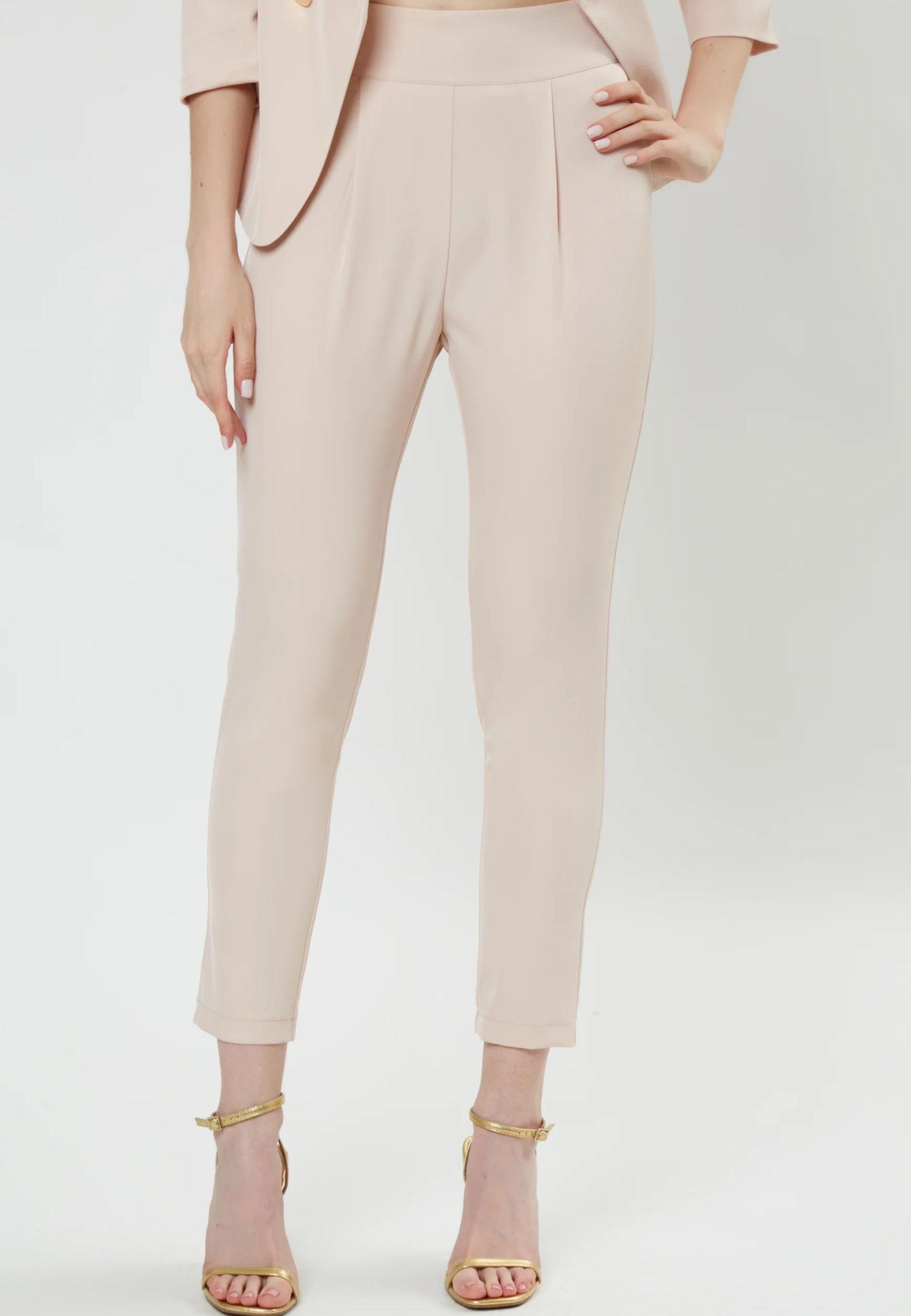 Pantalone cipria a vita alta