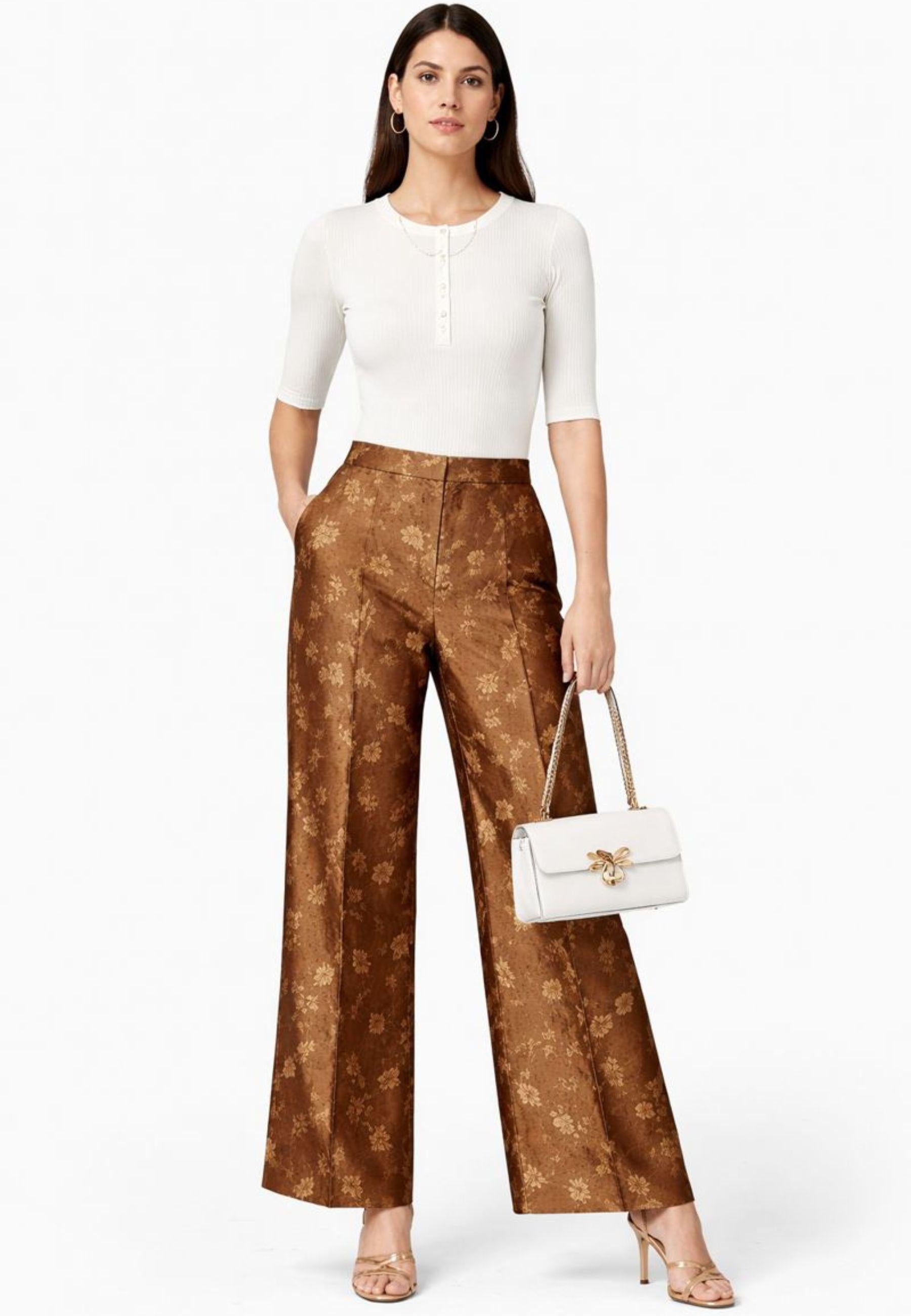 Pantaloni Max Mara Studio in tessuto jacquard con fibra metallizzata