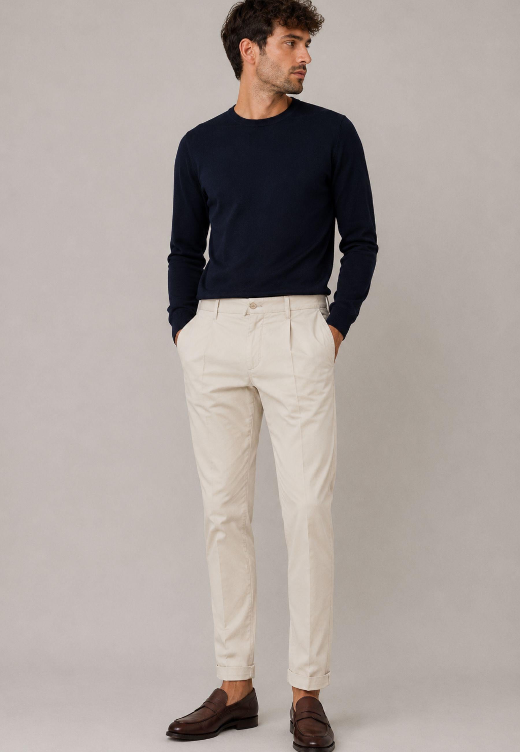 Pantalone Tiberio Uomo in Cotone - Grigio Chiaro