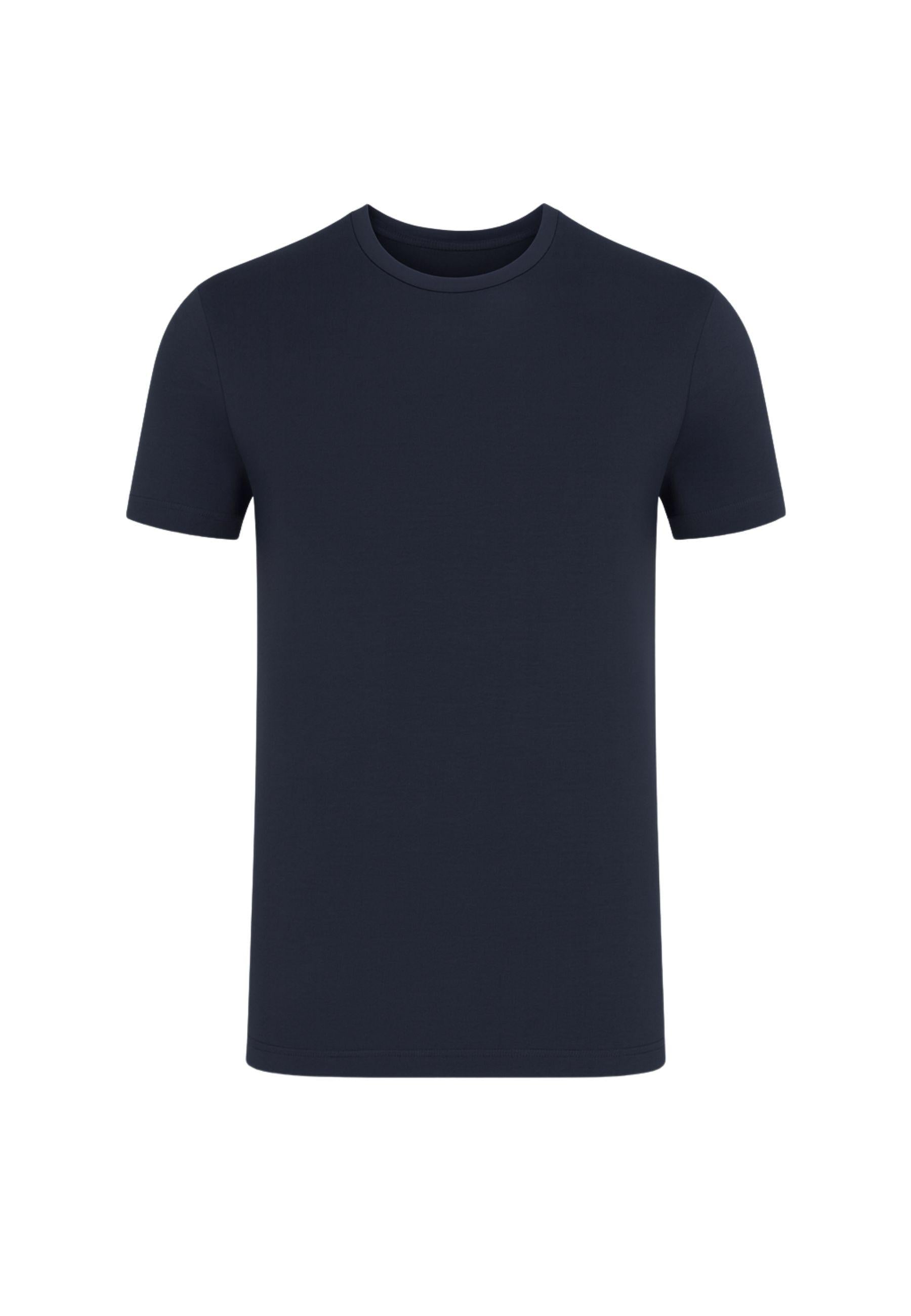 Maglietta blu in jersey di cotone elasticizzato