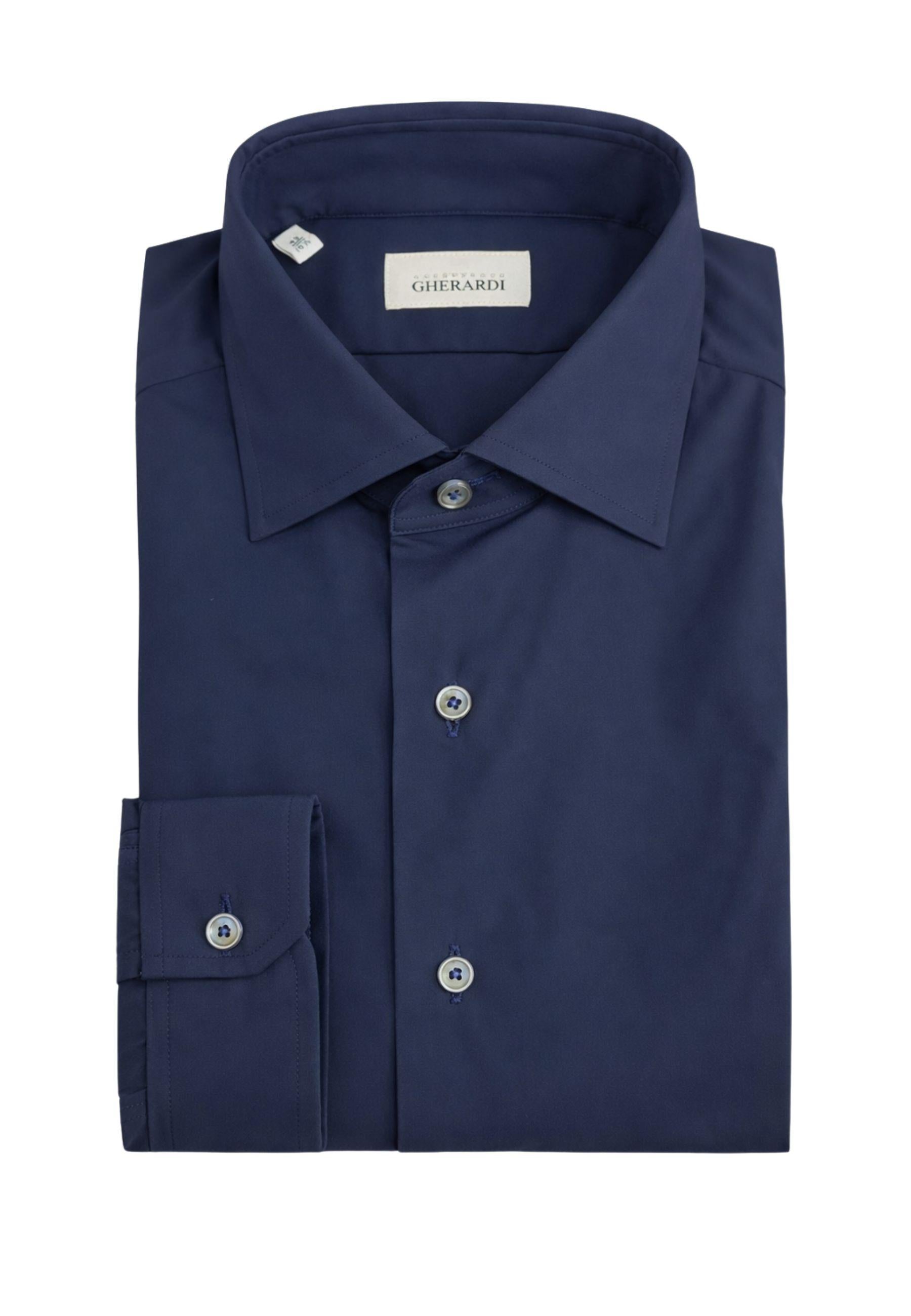 Camicia Alessandro Gherardi blu - tessuto tecnico elasticizzato