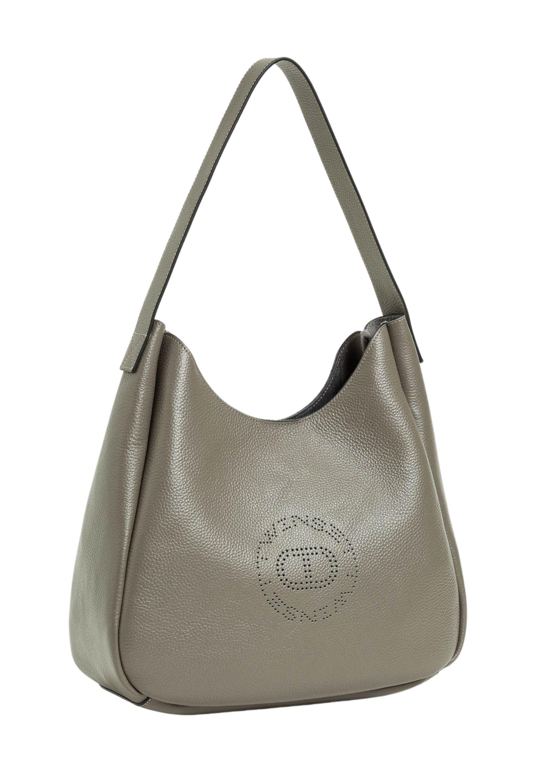 Borsa hobo in pelle martellata con logo Twinset