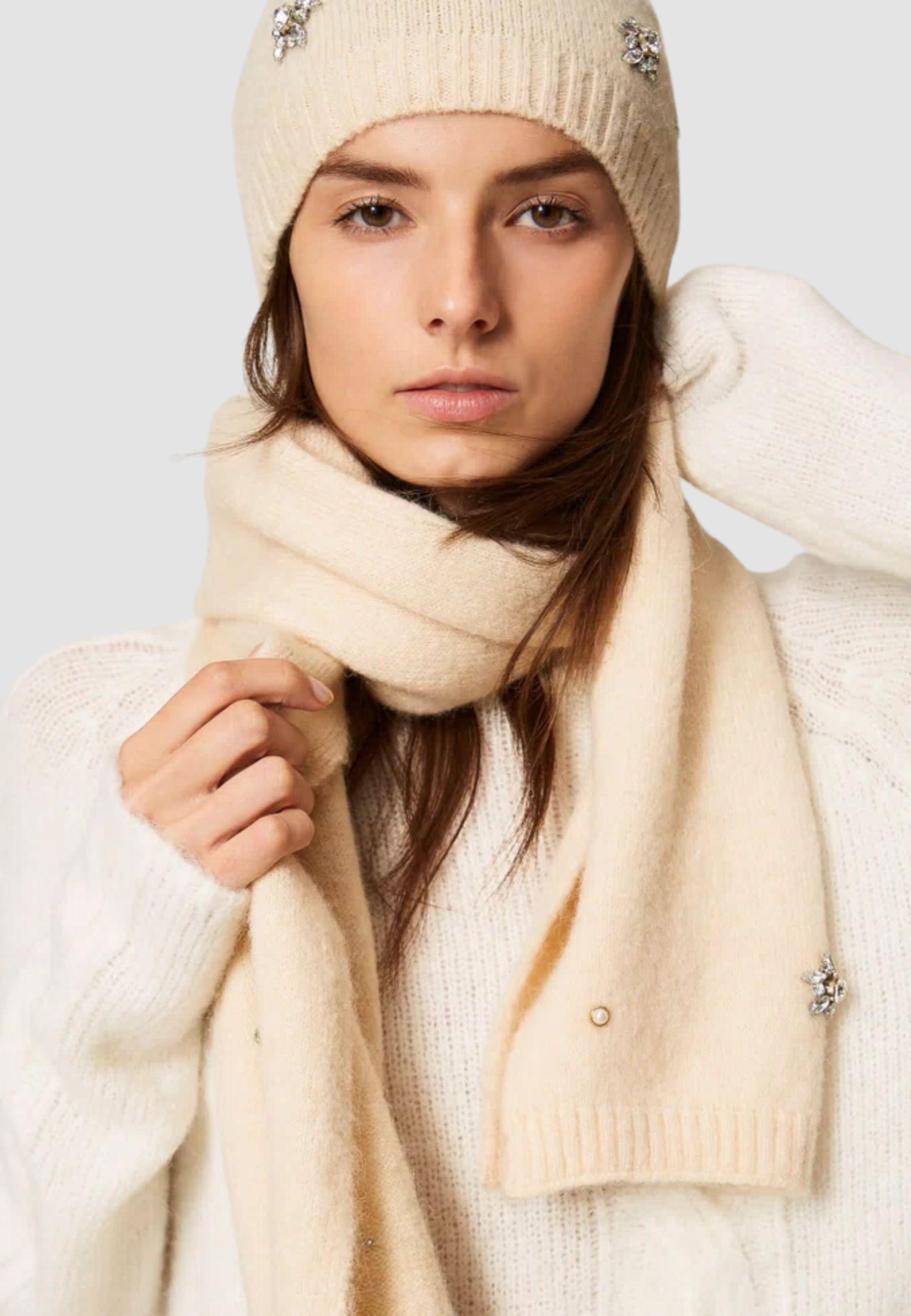 Sciarpa Actitude in Misto Alpaca con Strass e Perle