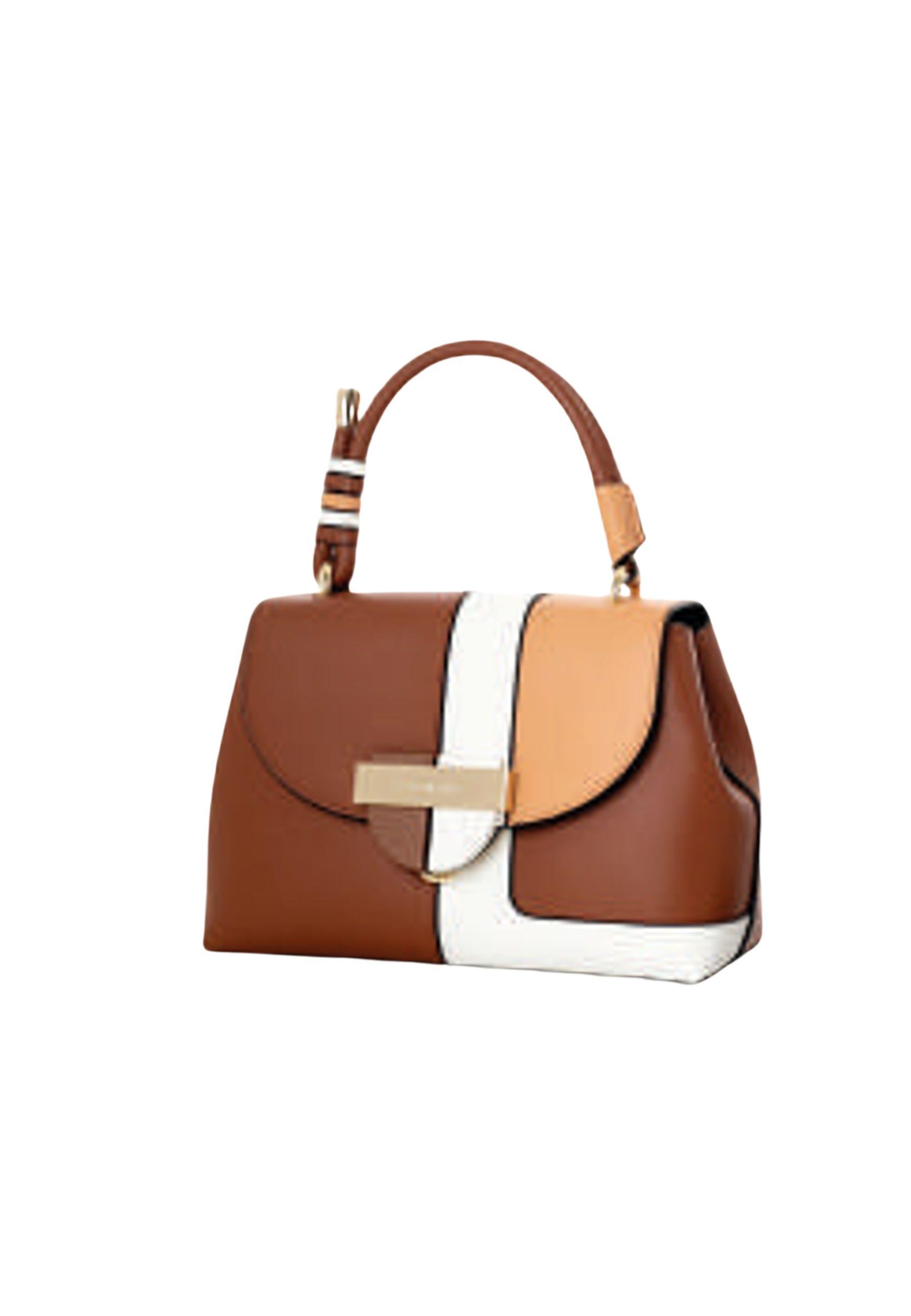Borsa a mano Cromia in pelle multicolor con patta e dettaglio centrale