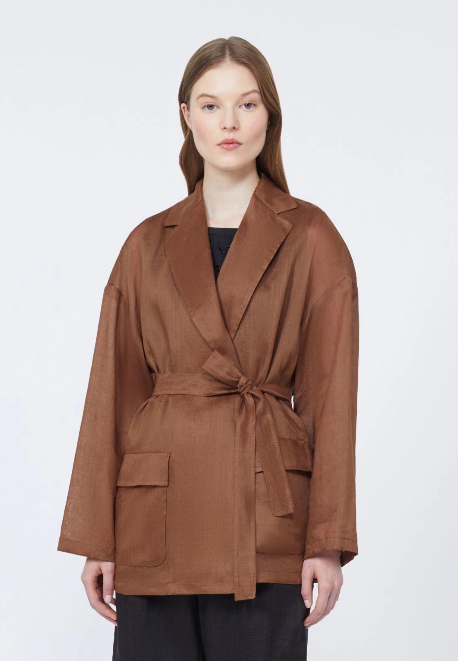 Max Mara - Giacca in tela ramié color argilla