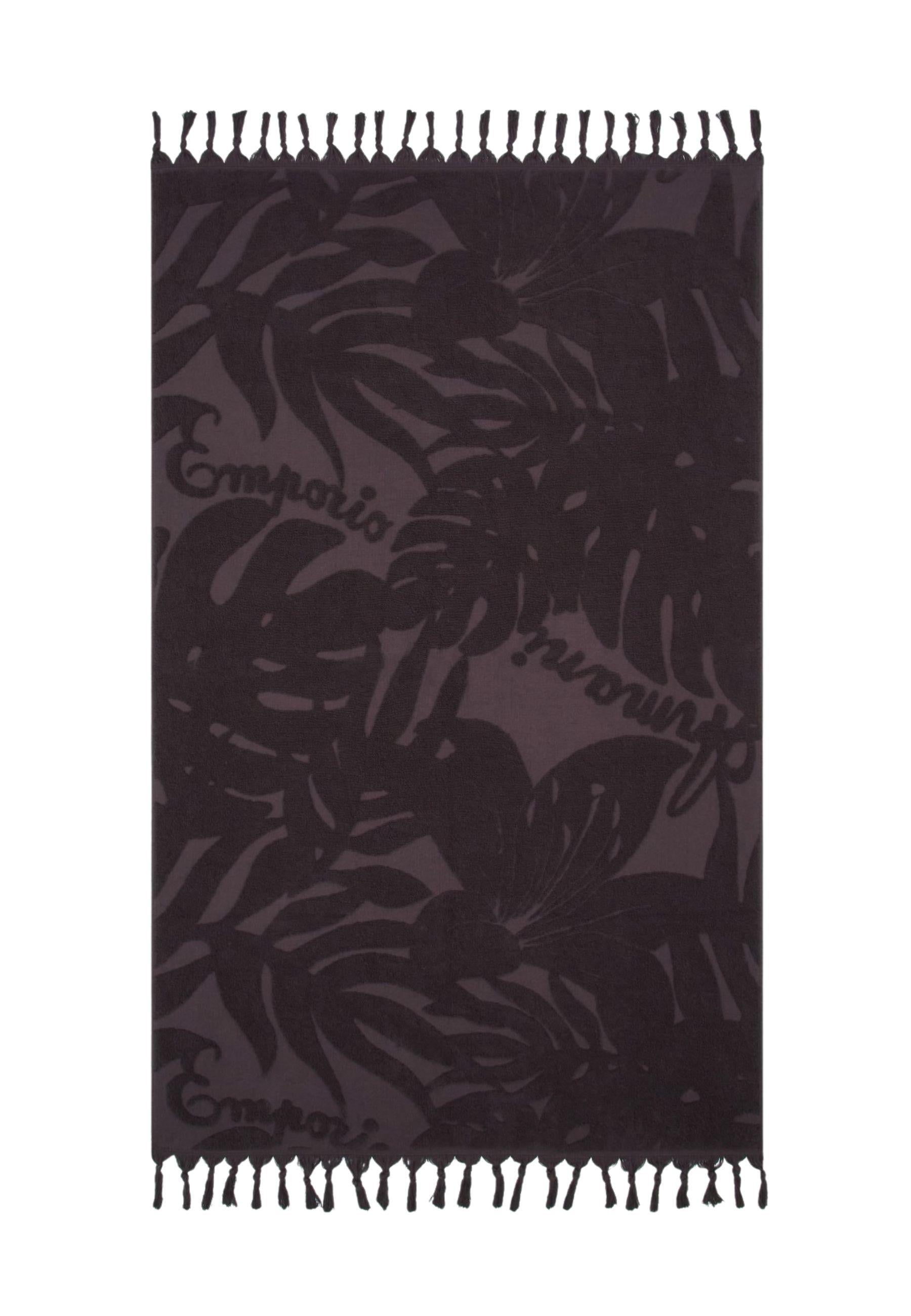 Emporio Armani - Telo mare in cotone jacquard con motivo foliage
