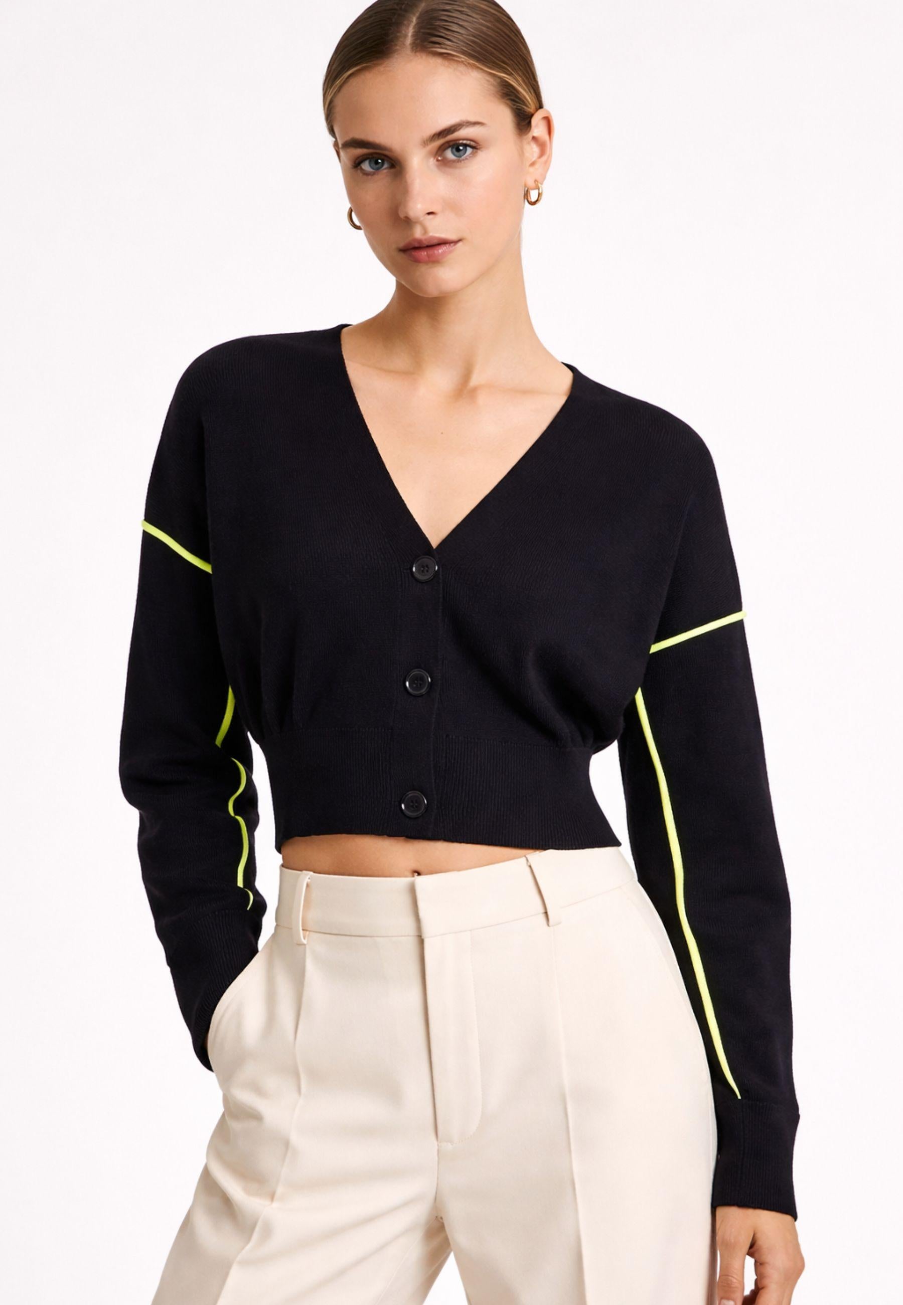 Essentiel Antwerp - Cardigan "Ileo" in maglia con piping a contrasto