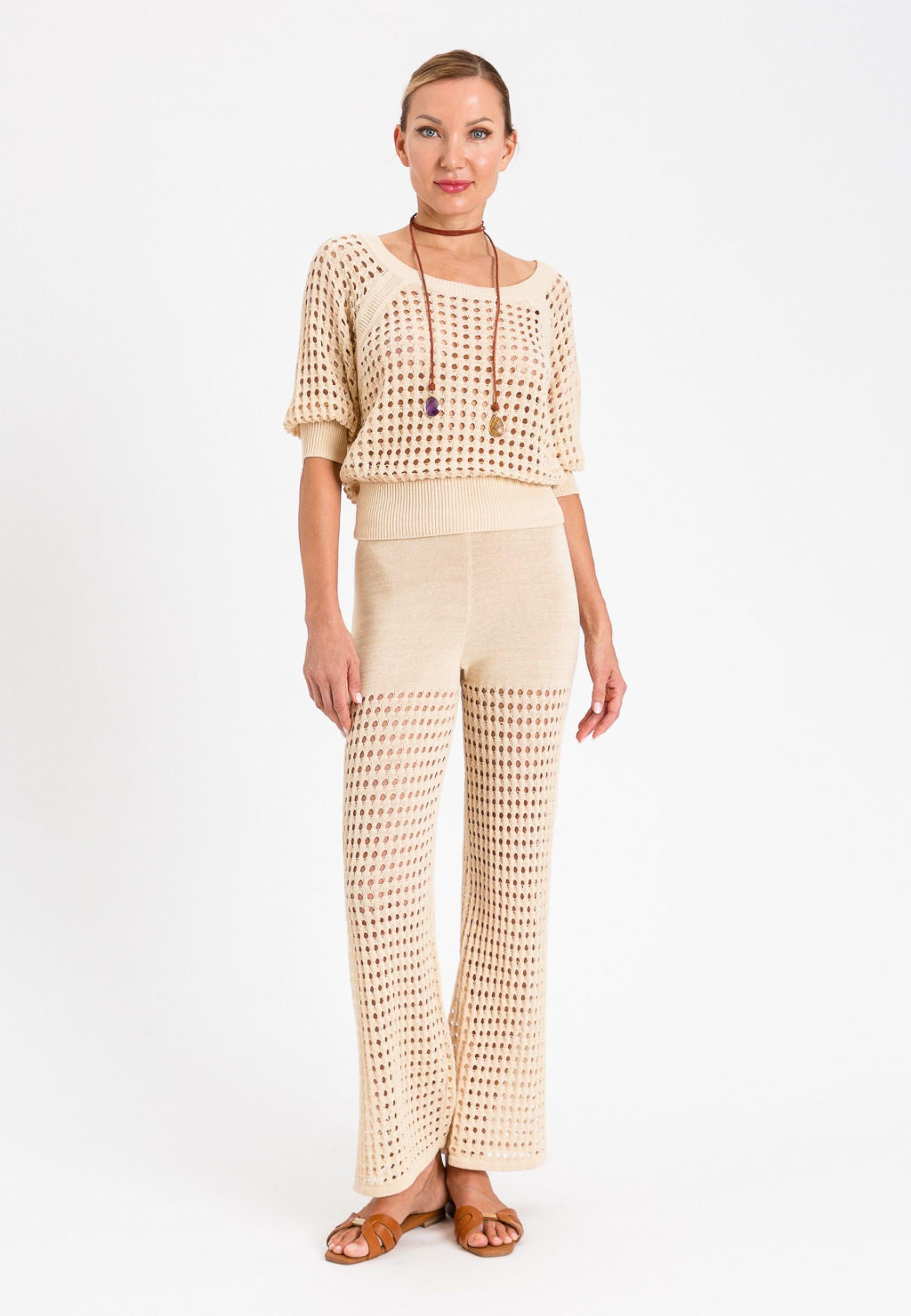 Twinset Maglia Traforata in Cotone Blend - Giallo Chiaro