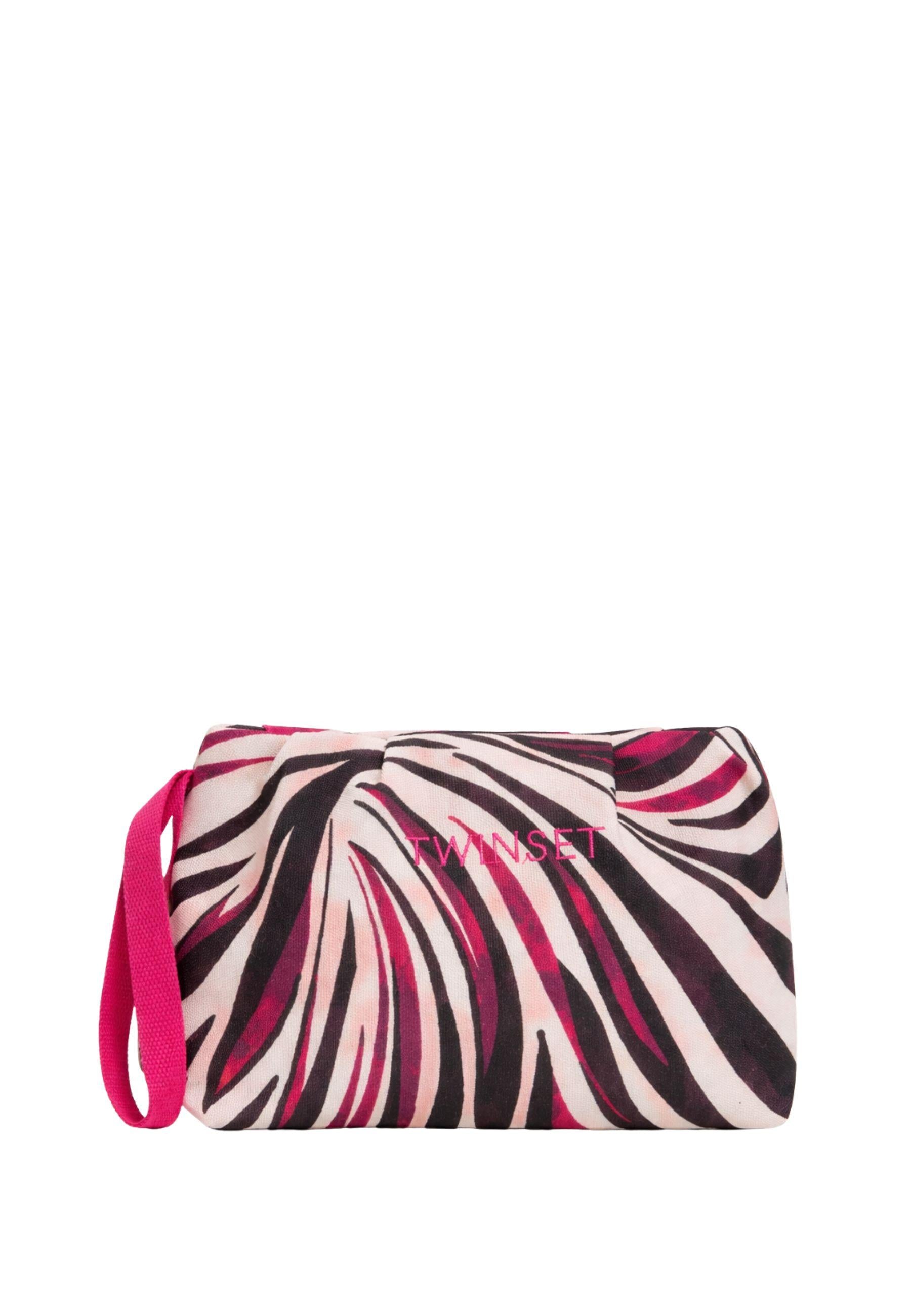 Pochette Zebra in Canvas di Cotone con Zip