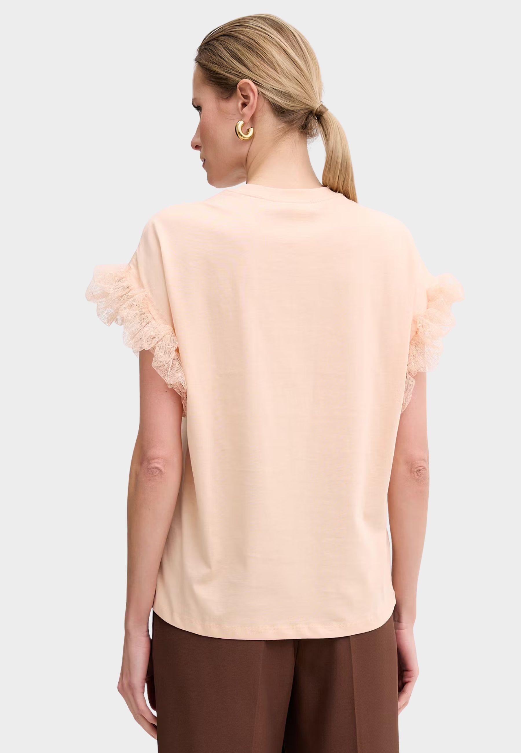 T-shirt Twinset con volant in tulle e logo ricamato