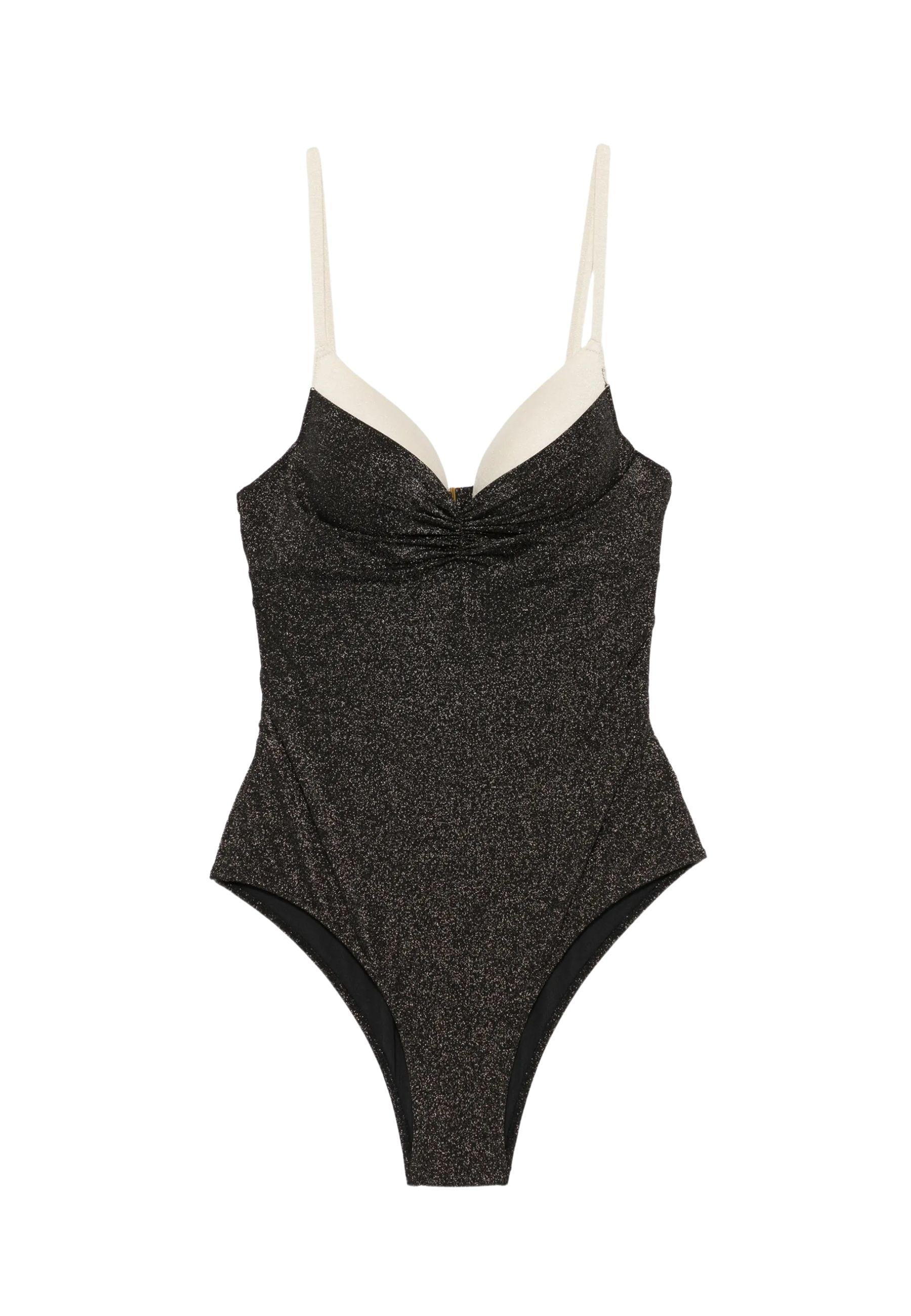 Costume intero nero glitter con scollo a cuore