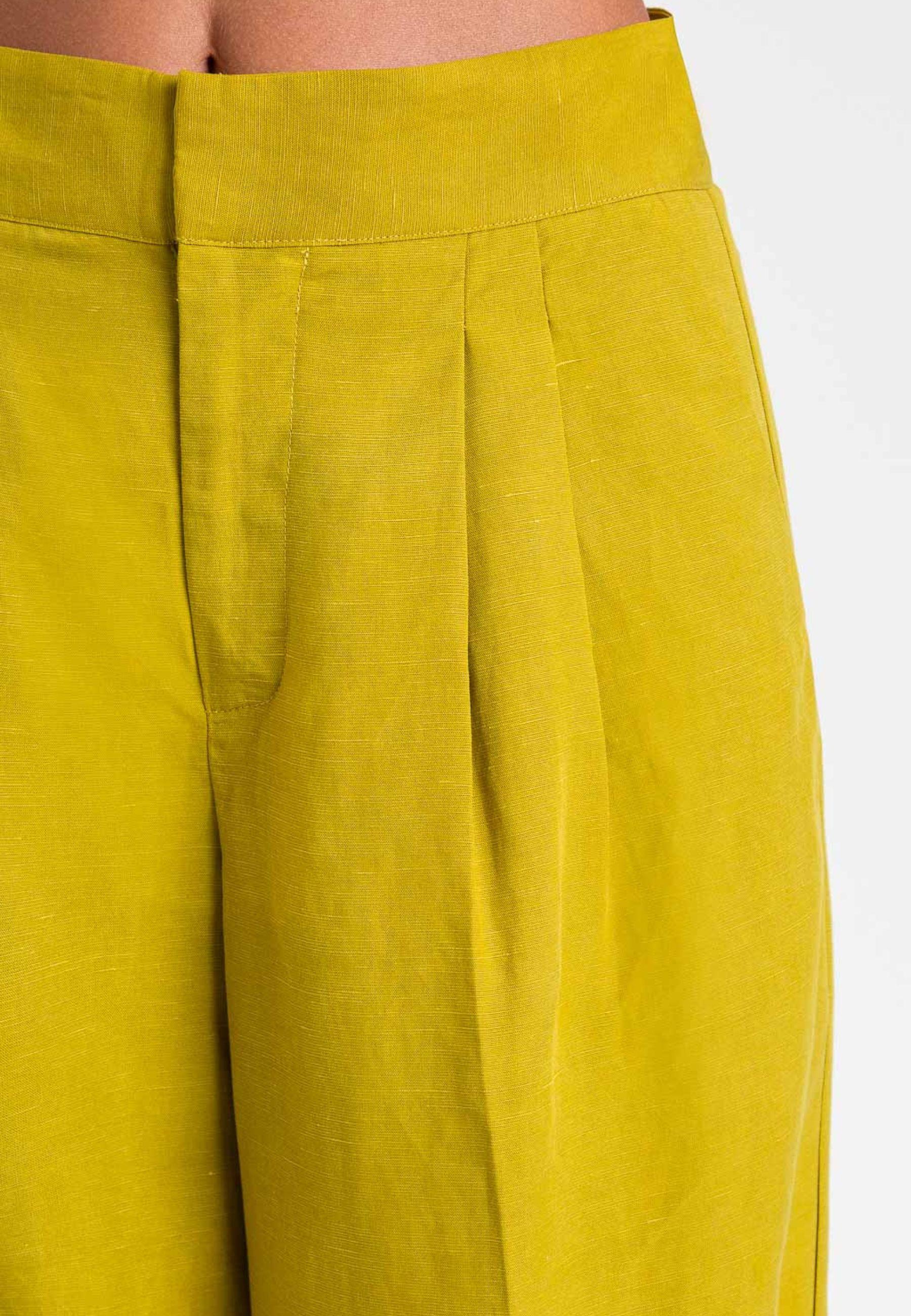 Pantaloni ampi in misto lino e lyocell