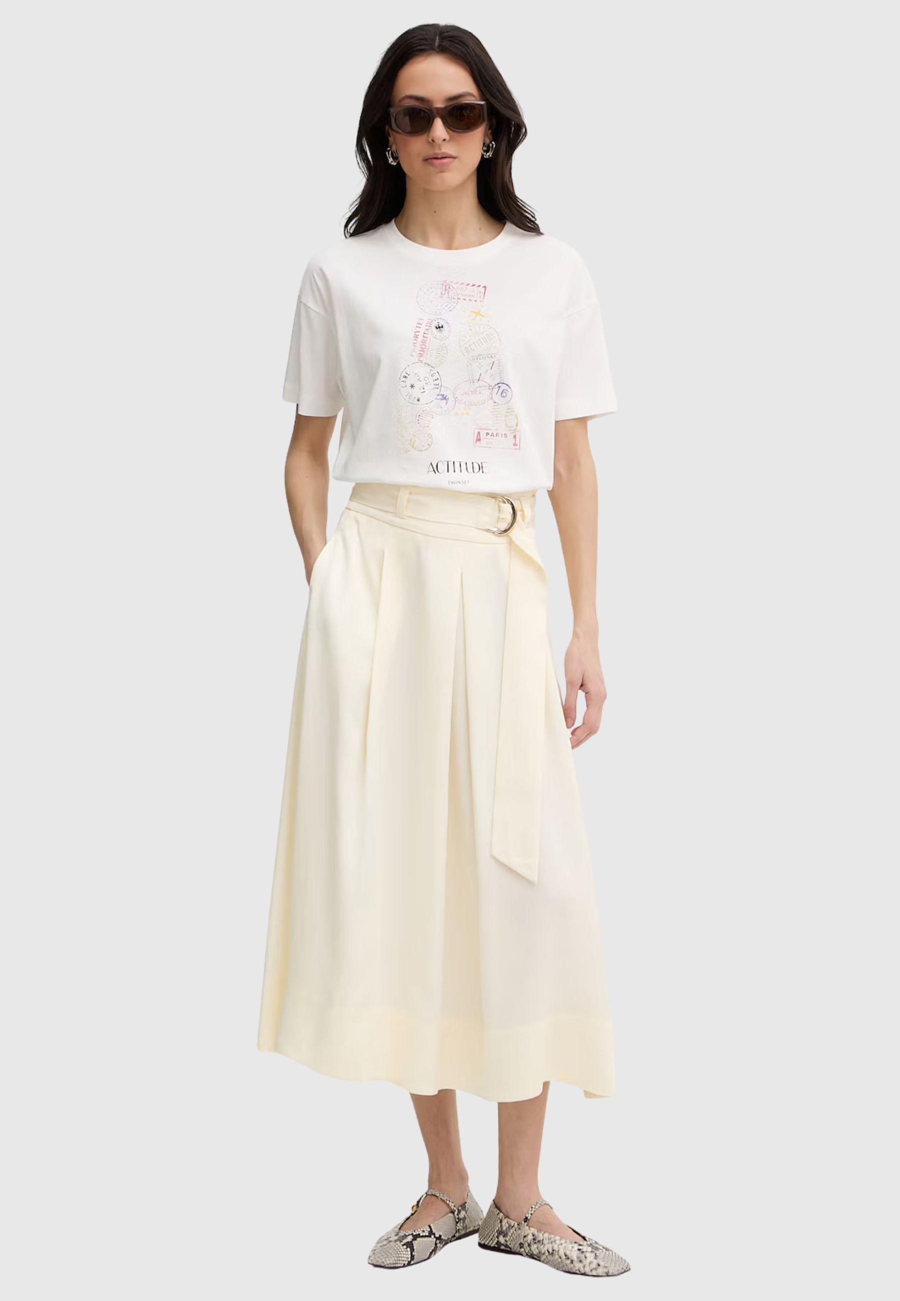 Twinset Actitude T-shirt con Stampa Passport - Bianco