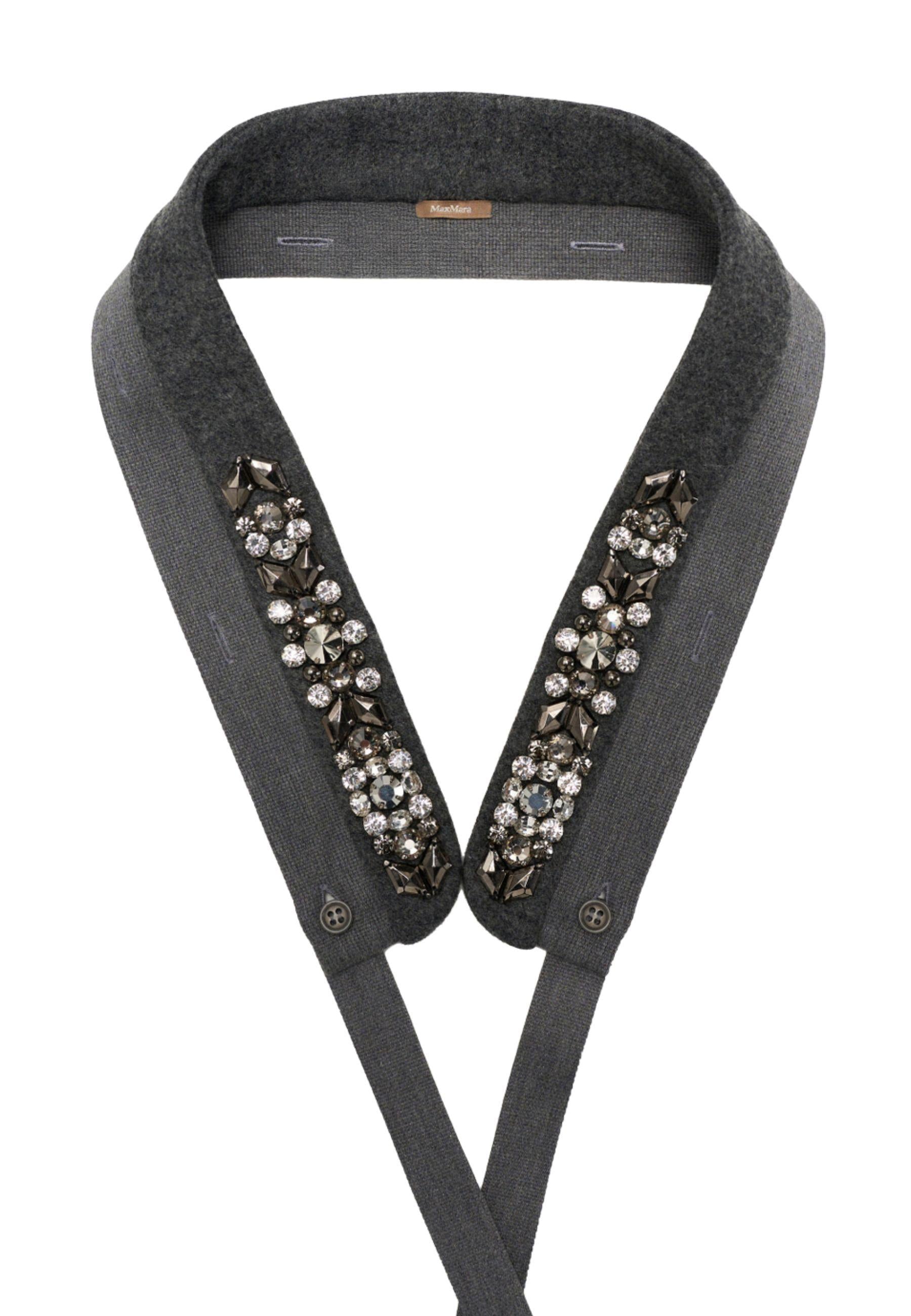 Max Mara Colletto PALMI in lana con strass - Grigio