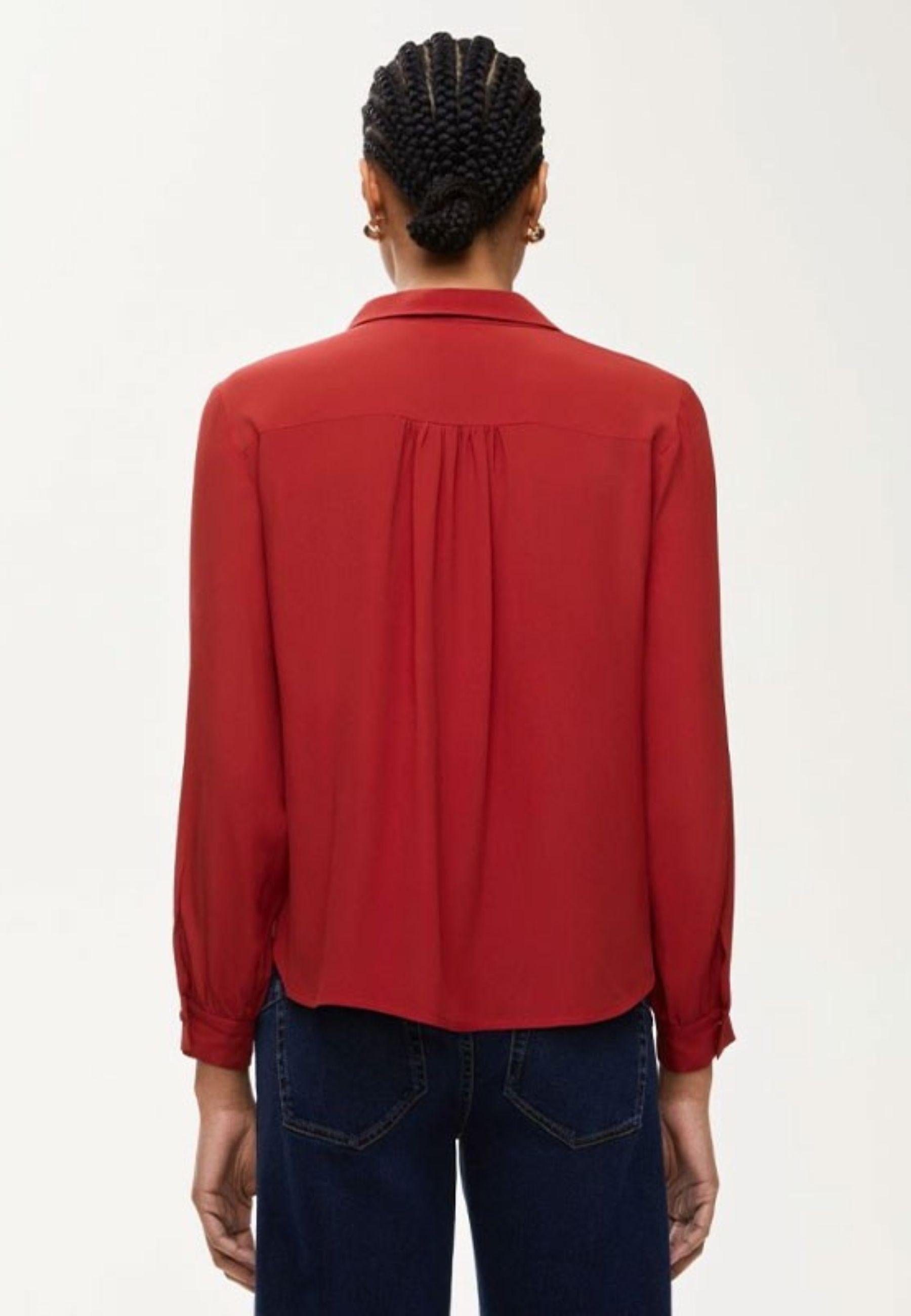 Blusa con Colletto in Tessuto Fluido
