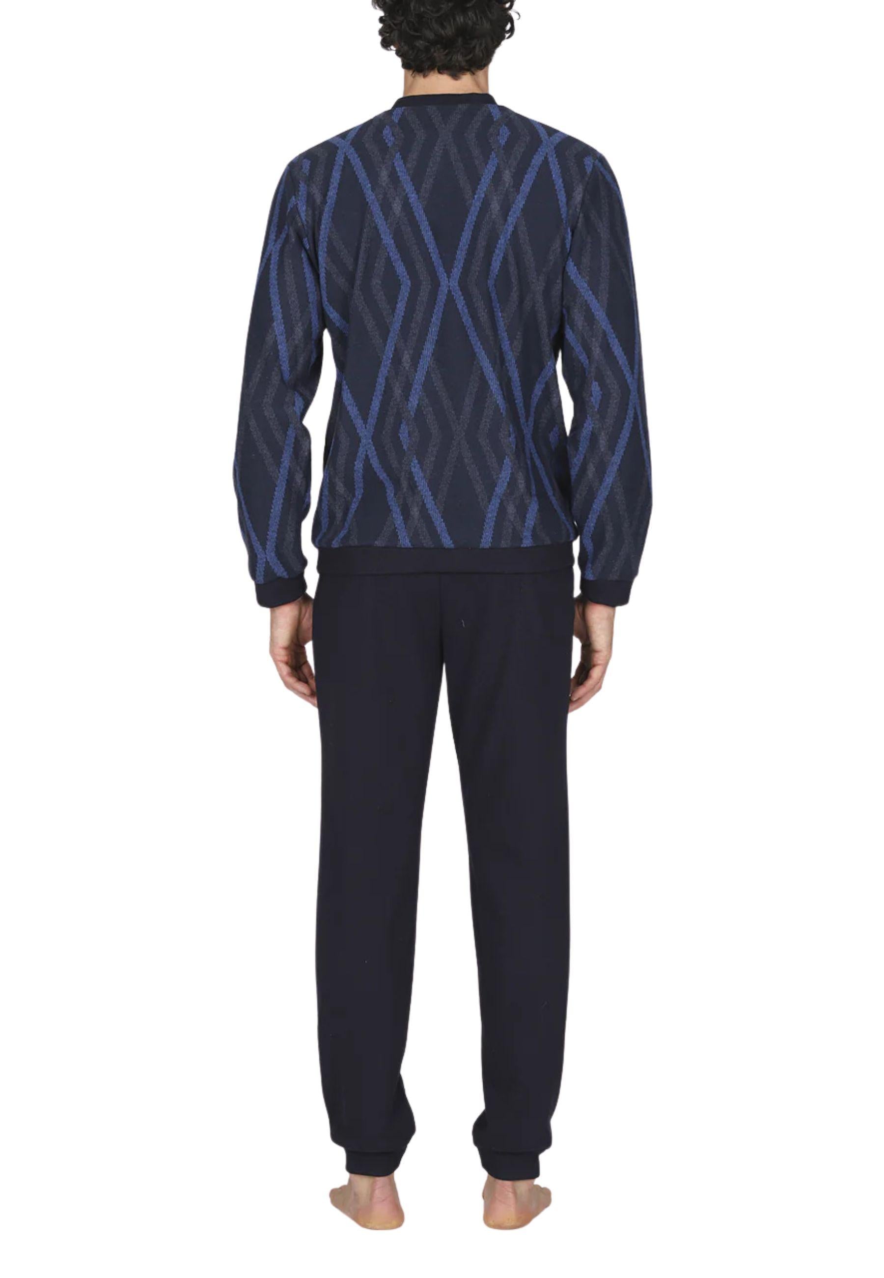 Pigiama serafino in confortevole jacquard di cotone a rombi