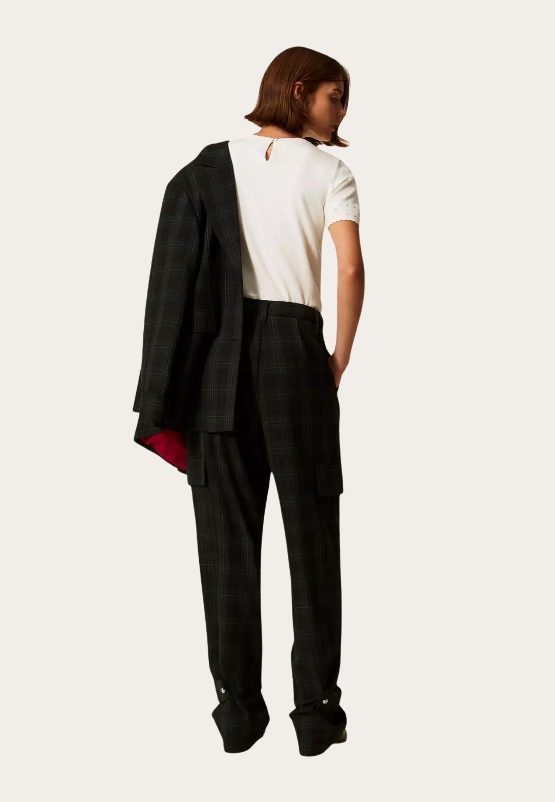 Pantaloni Cargo Actitude by Twinset in Tartan Verde