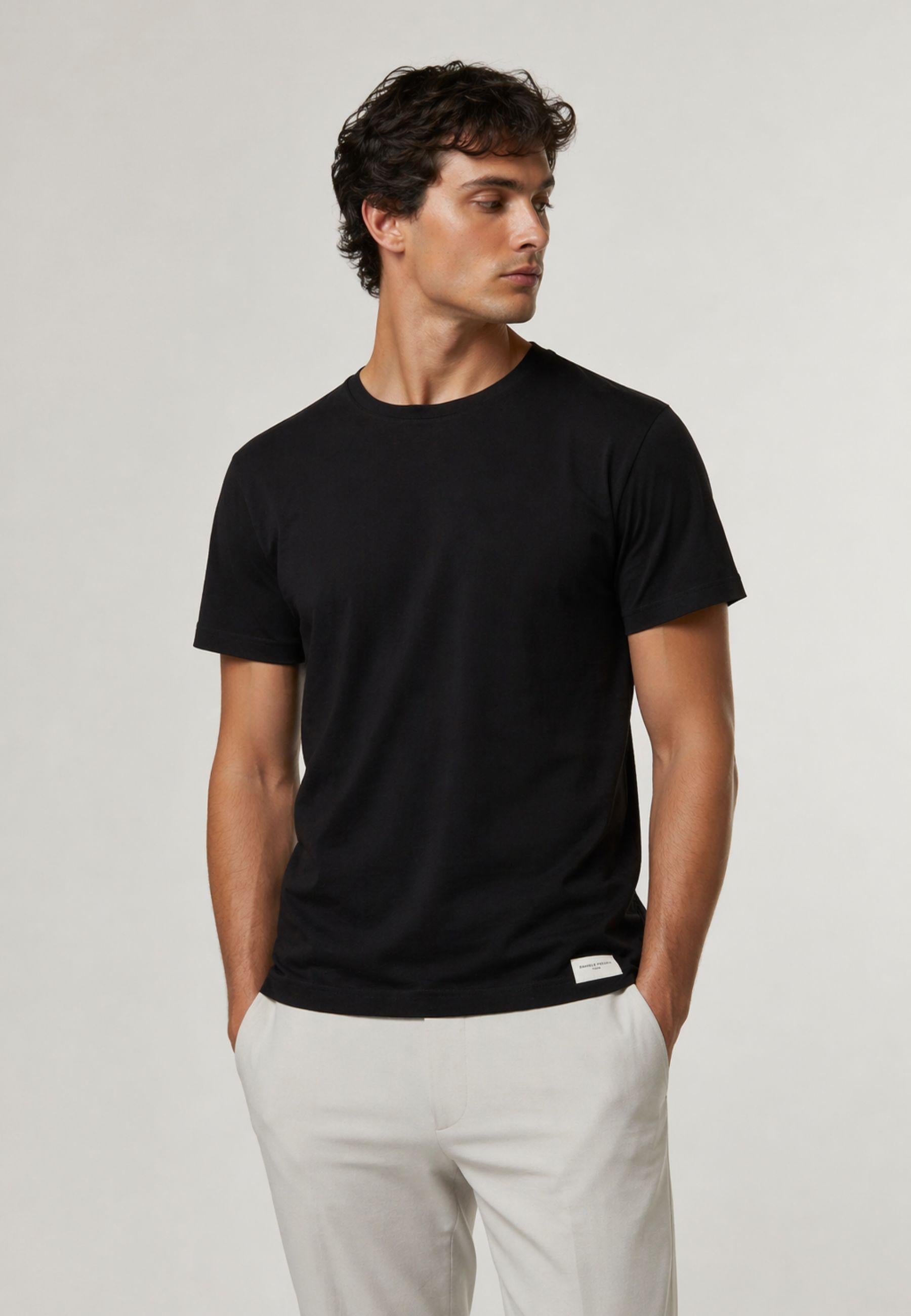 T-shirt paricollo Daniele Fiesoli - Nero
