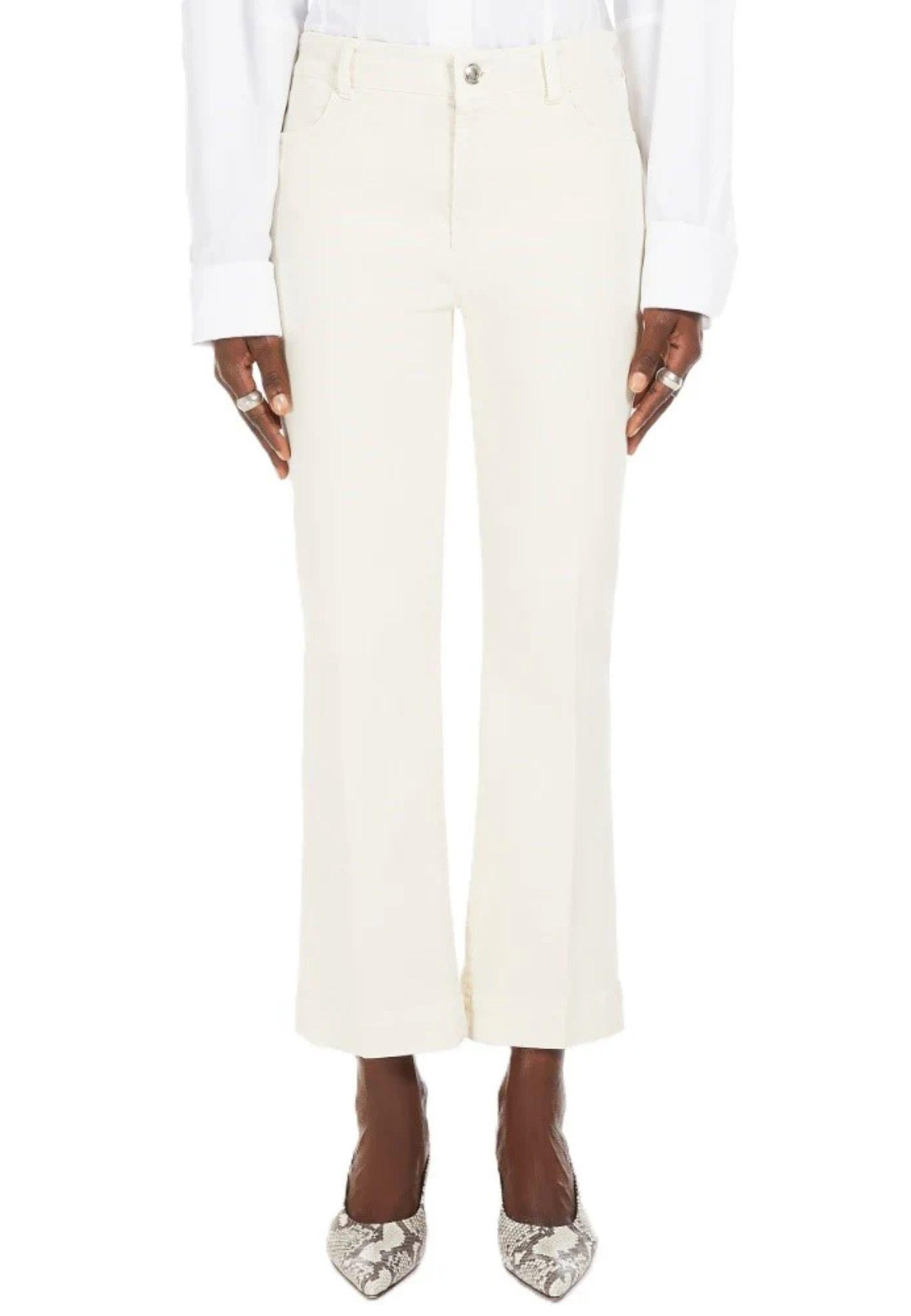 Max Mara - Pantaloni in cotone color bianco sporco