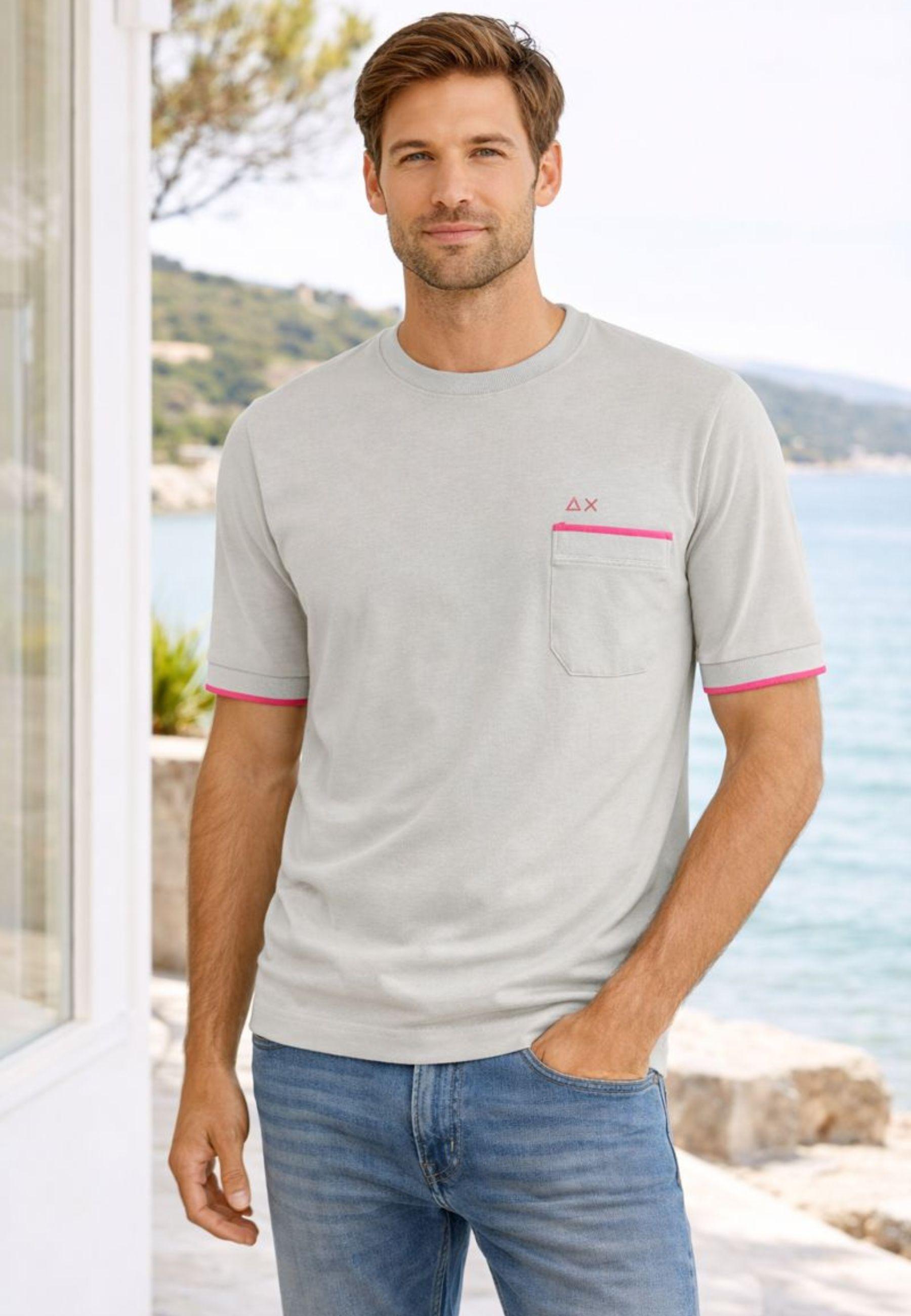 T-shirt in piquet di cotone grigio chiaro
