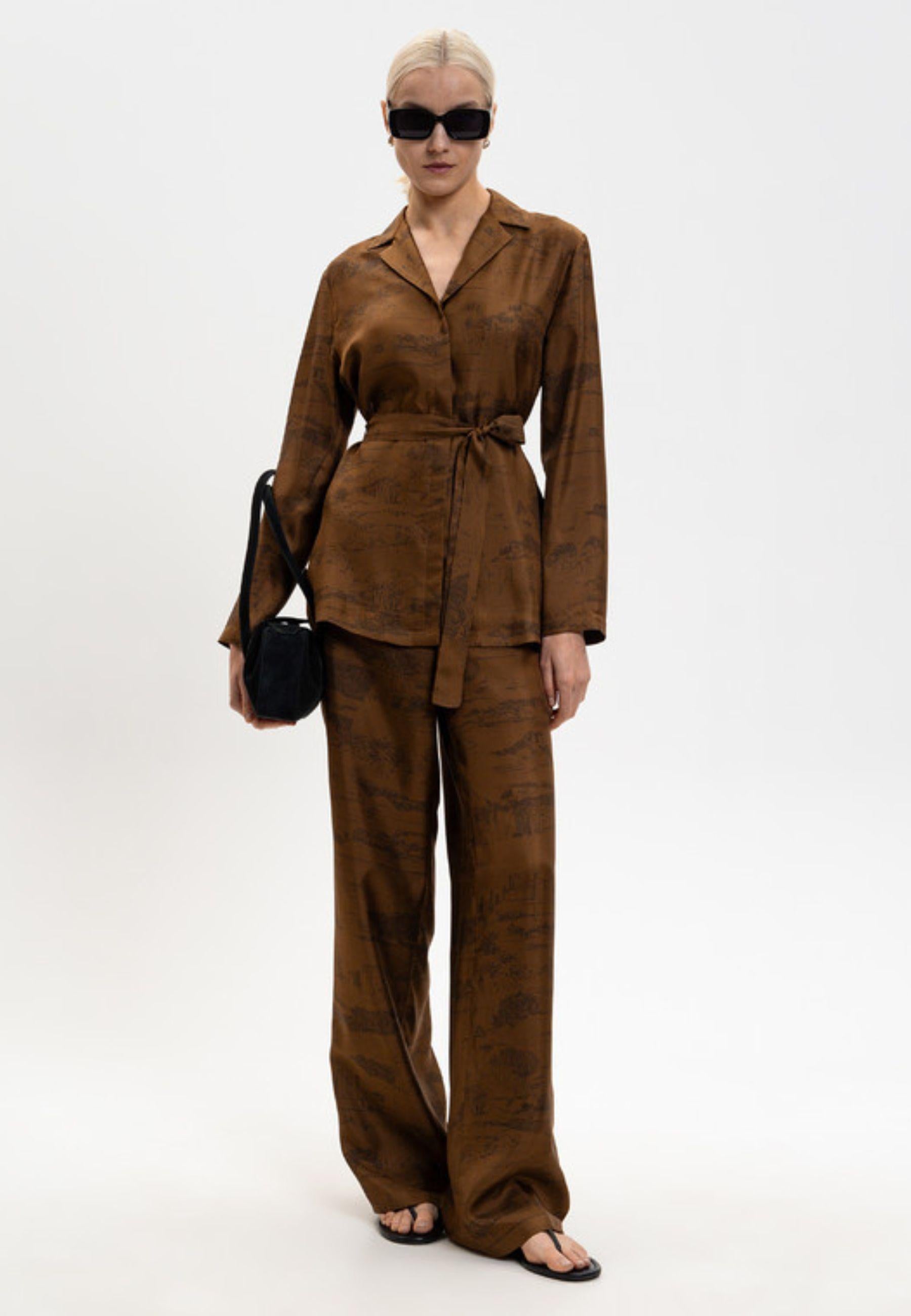Max Mara - Blusa in seta BITURO marrone
