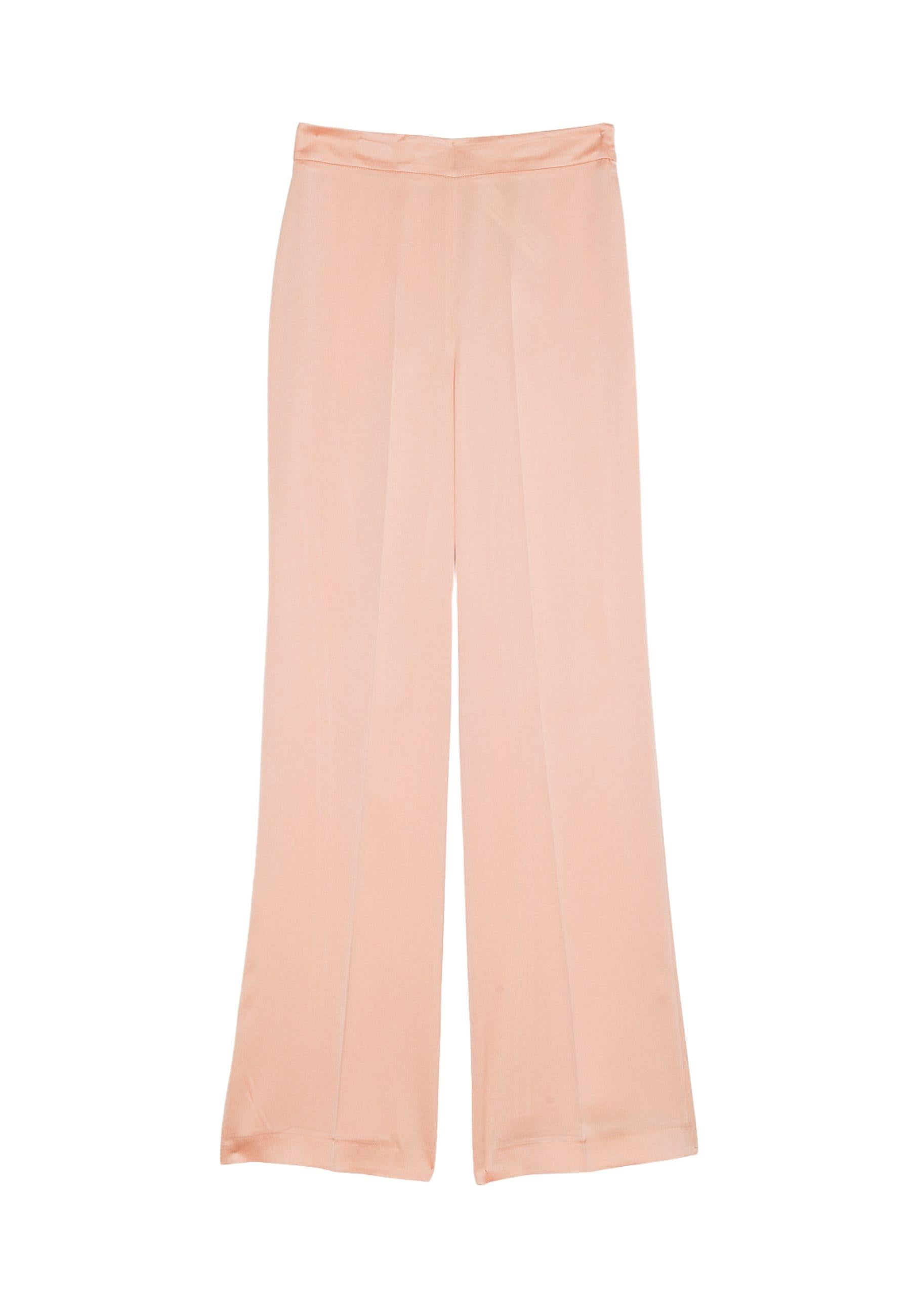 Pantaloni Twinset vita alta in satin Peach Pink