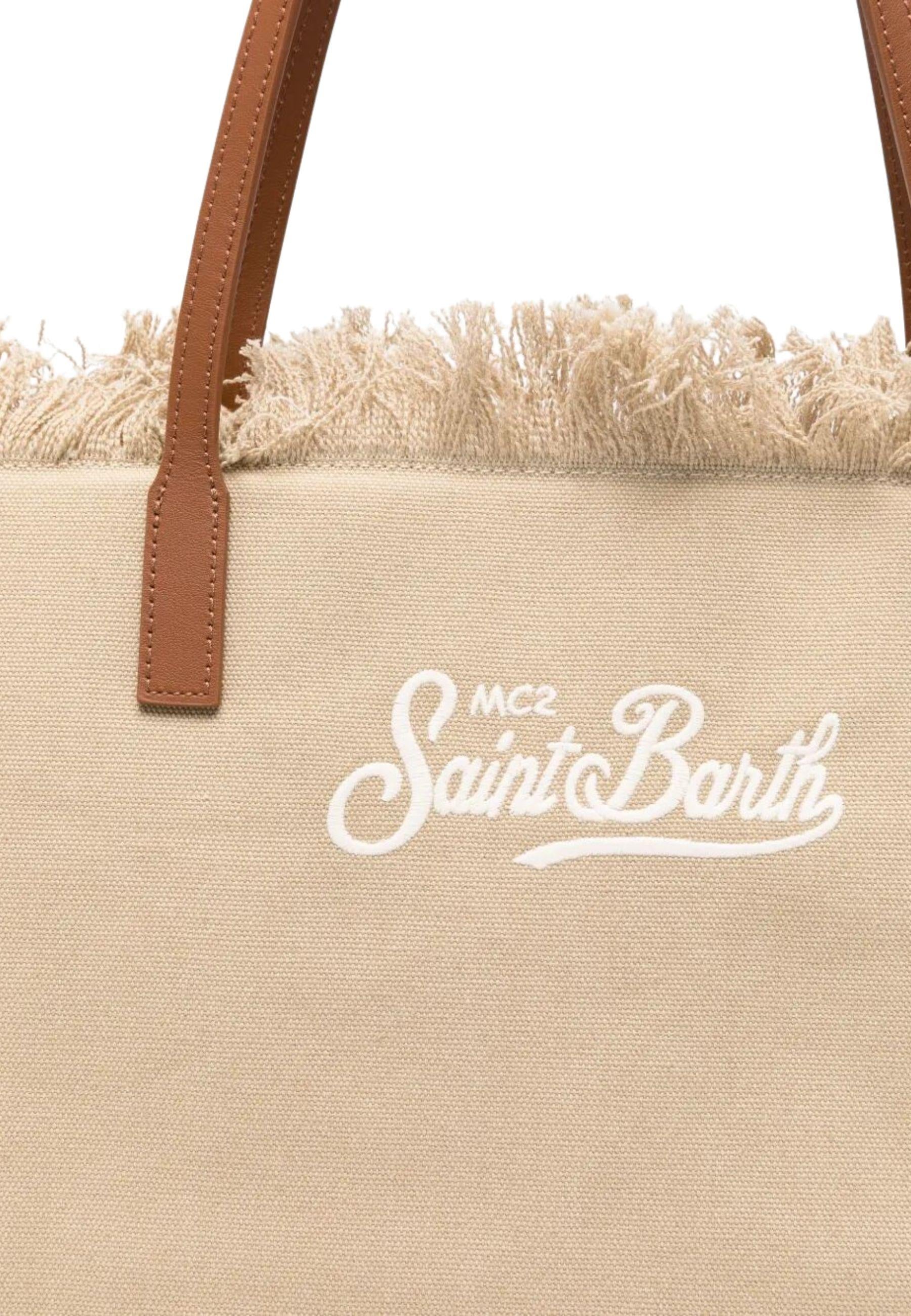 City Bag Fringe in canvas di cotone beige