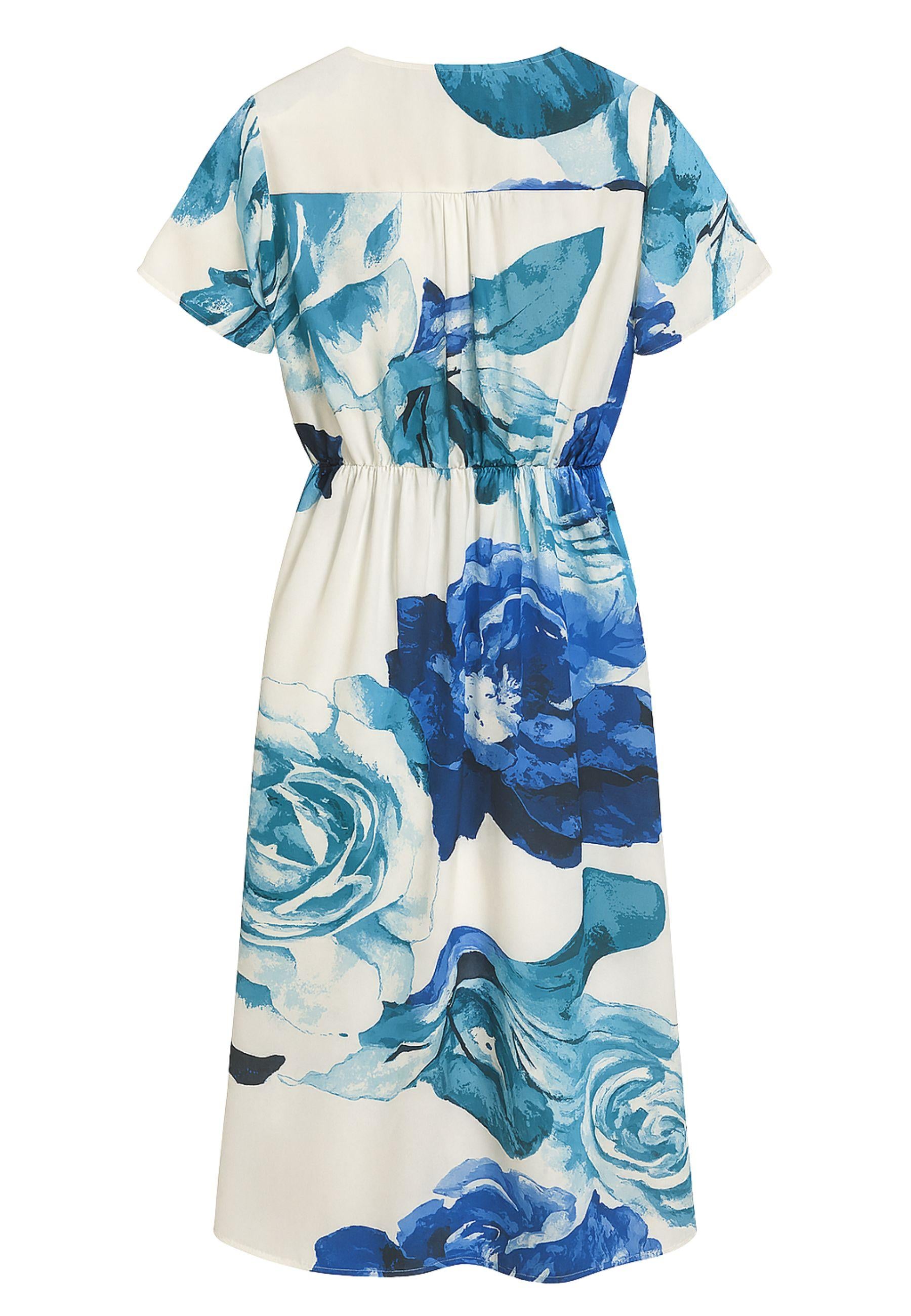 Abito Midi Floreale DonnaG - Stampa Blu Acquarello