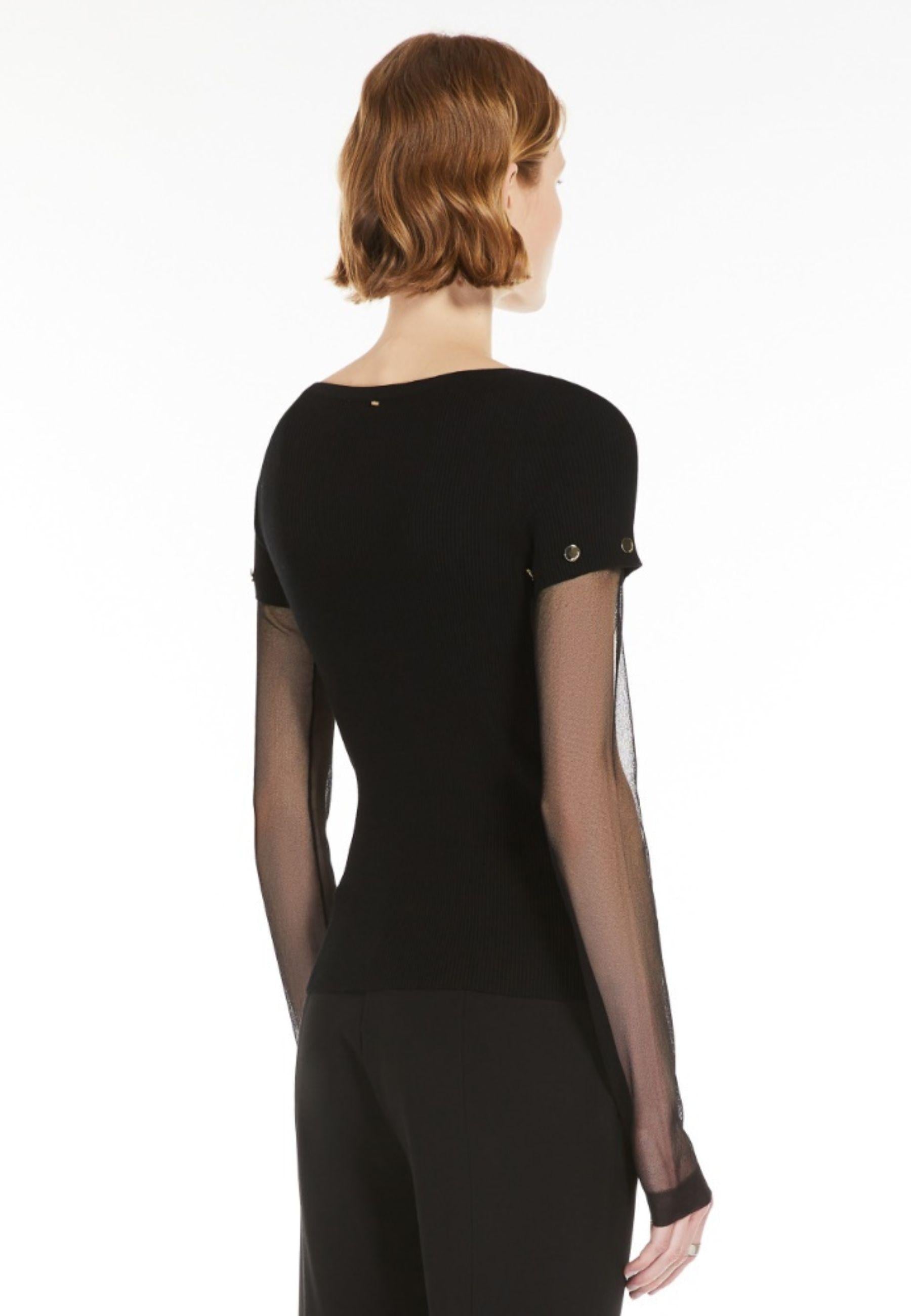 SPORTMAX - Maglia "Alcide" in viscosa stretch con maniche rimovibili