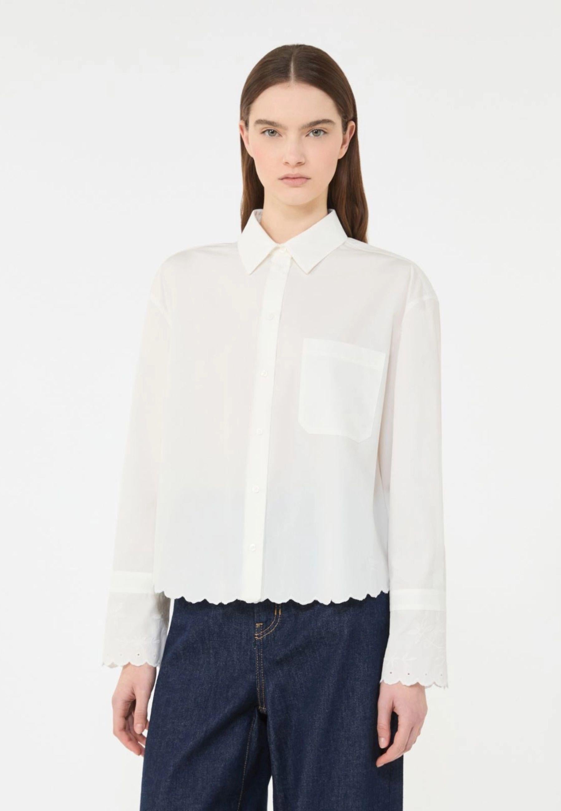 Camicia in cotone con taschino - BIANCO AVORIO