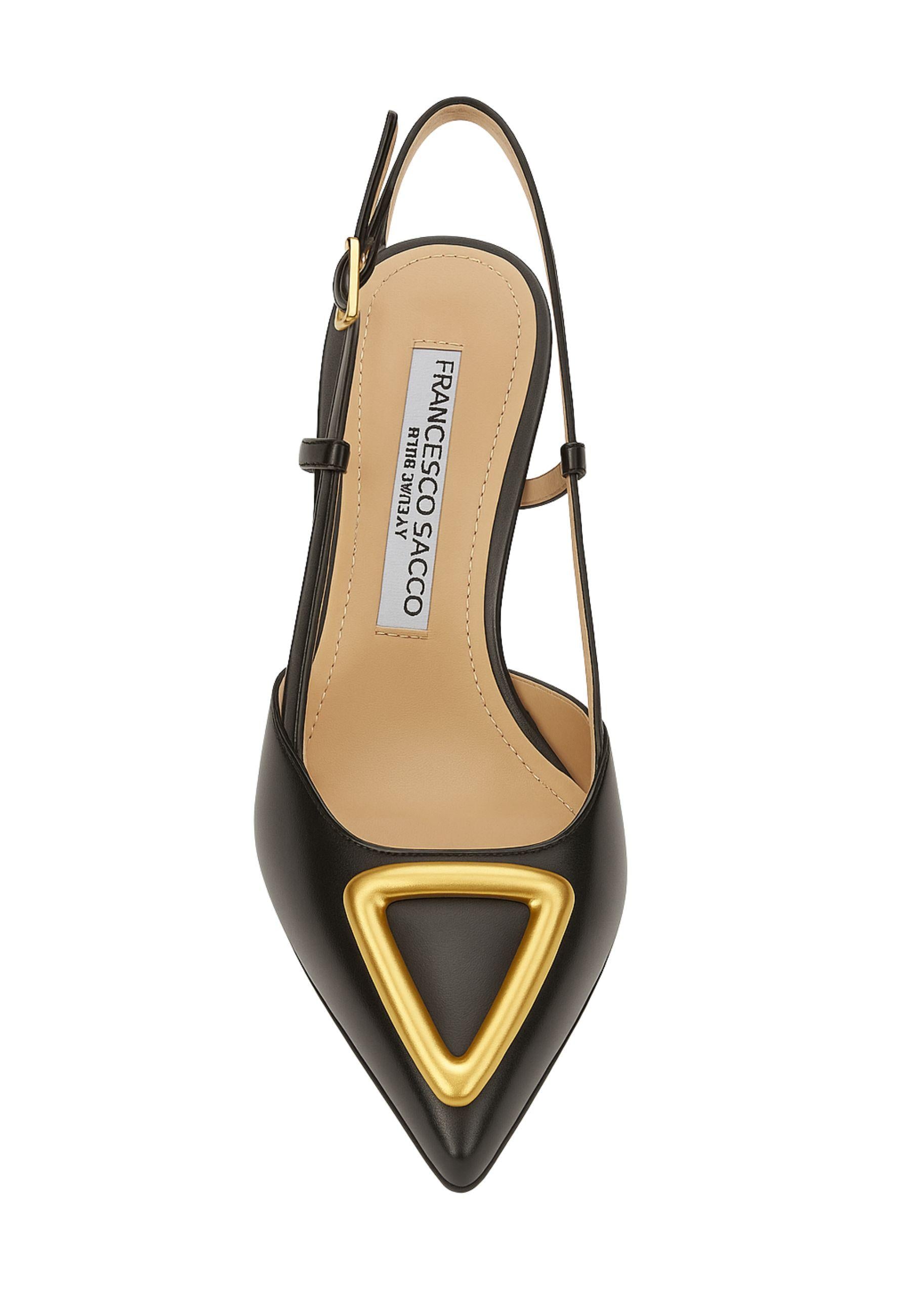 FRANCESCO SACCO - Décolleté Slingback in Pelle con Dettaglio Dorato