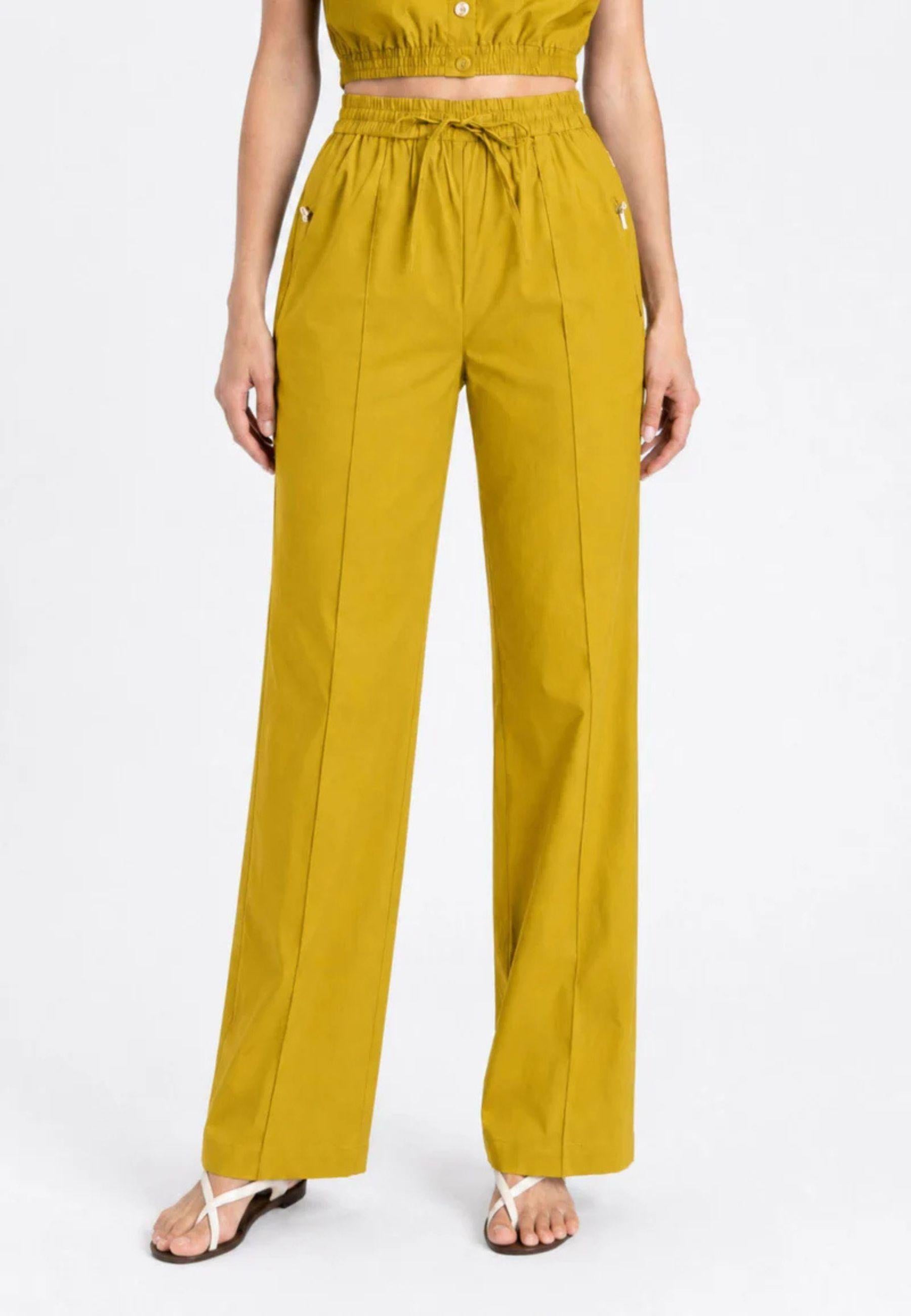 Pantalone wide leg in cotone stretch
