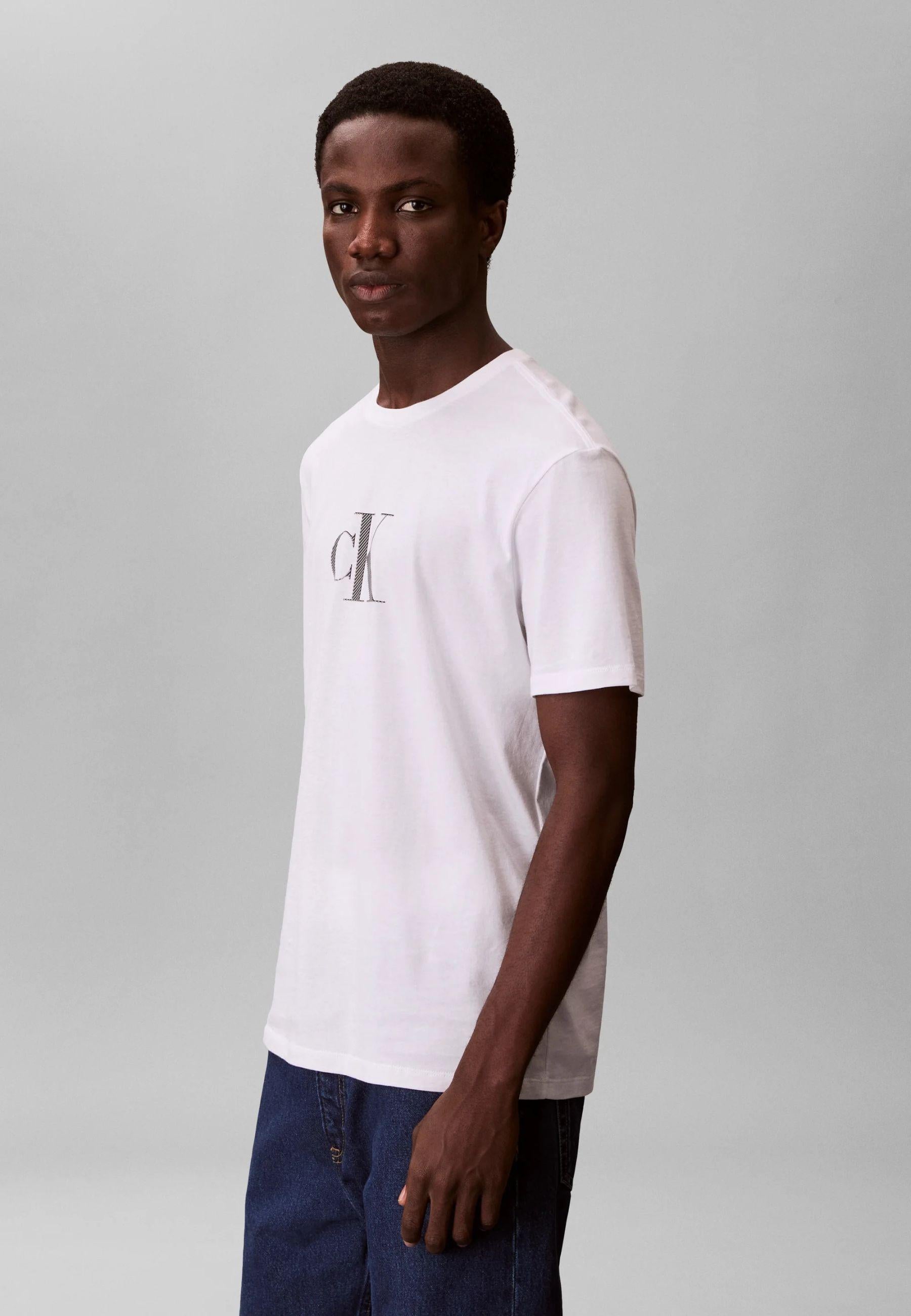 Calvin Klein - T-shirt logo CK in jersey di cotone