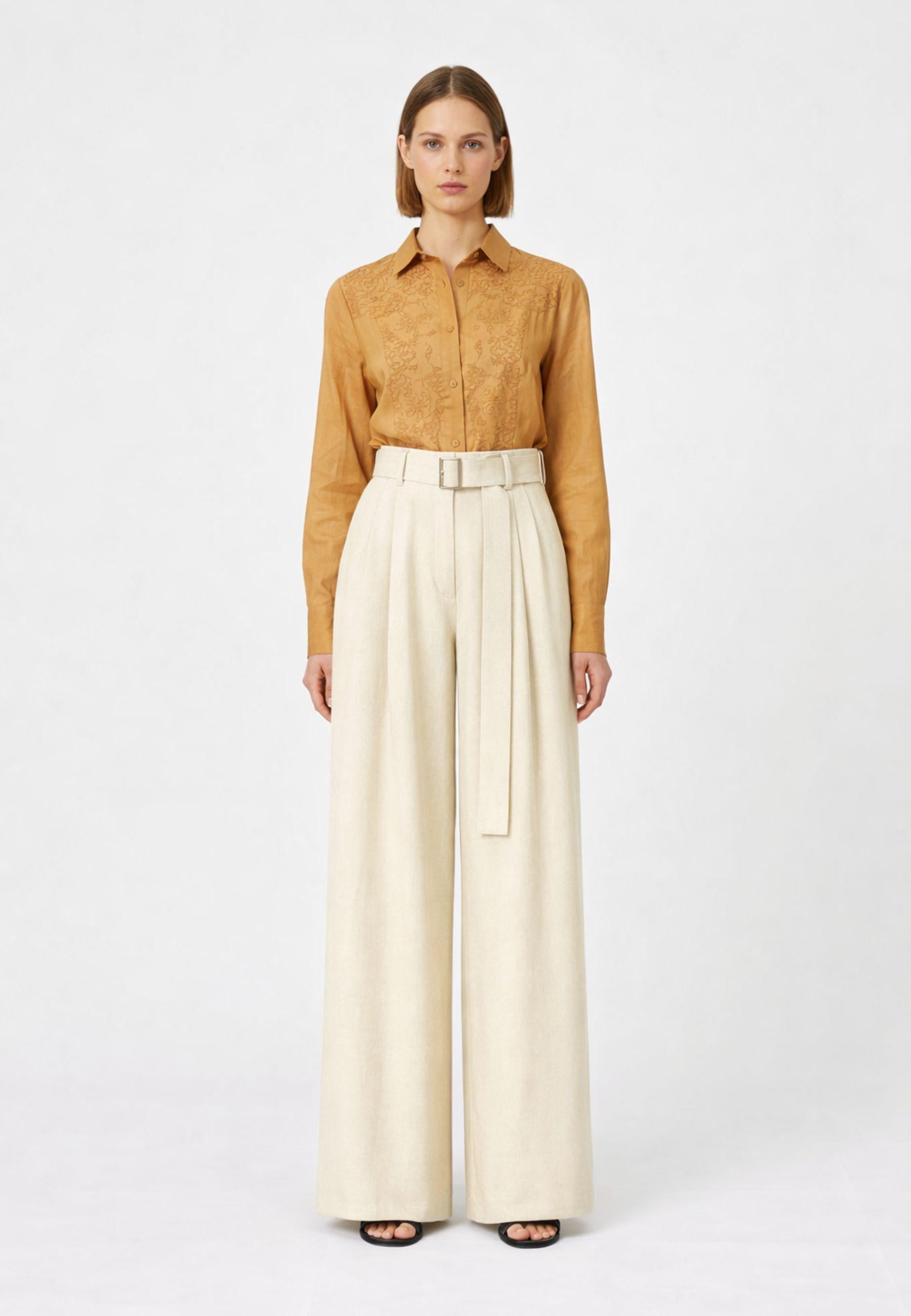 Max Mara Studio - Pantalone wide leg in lino