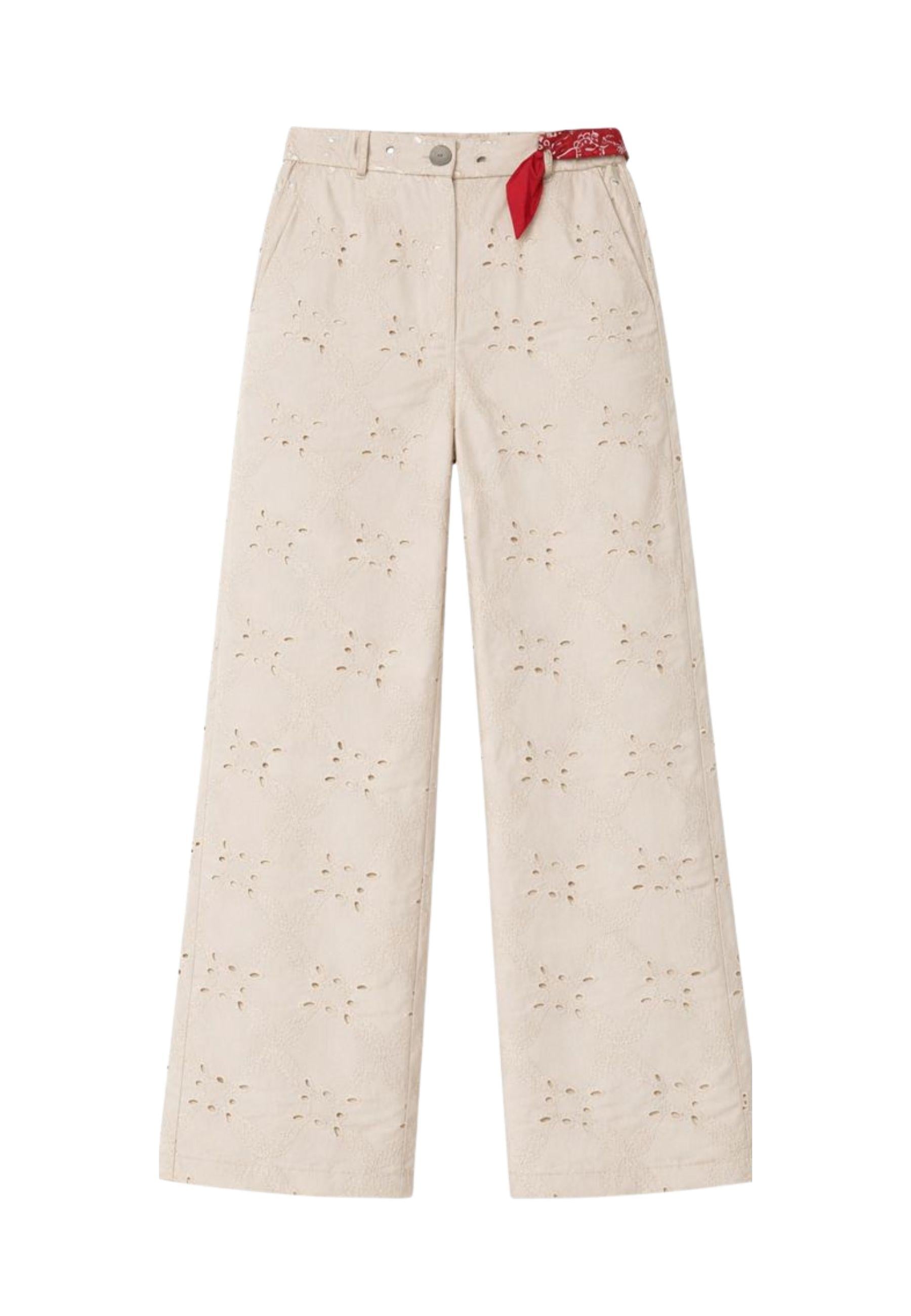 Pantalone in cotone ricamato