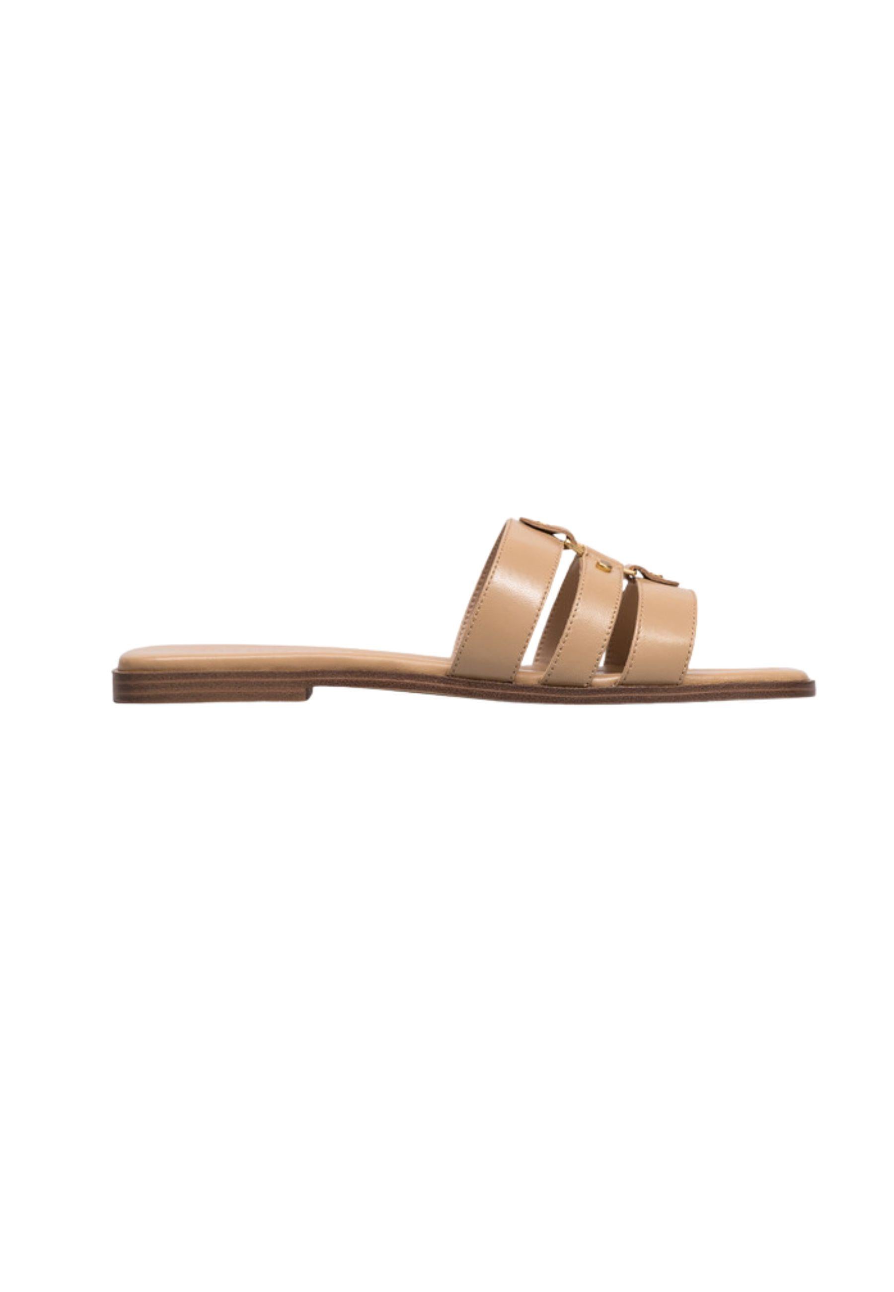Sandali slide in pelle con logo