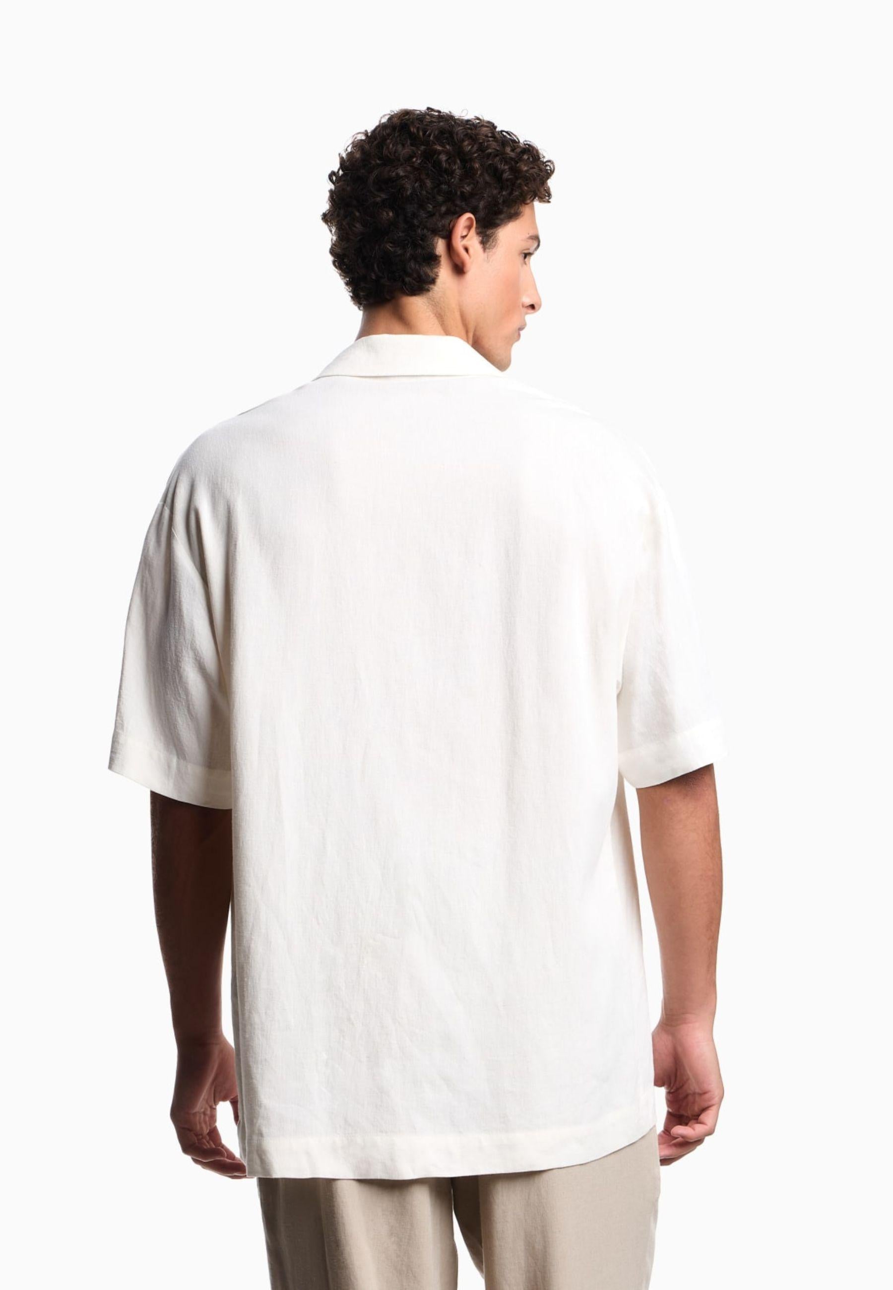 EMPORIO ARMANI - Camicia Beachwear in Misto Lino